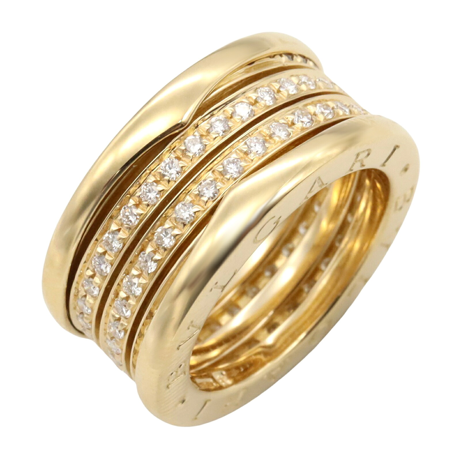 【5%OFFクーポン×ポイント5倍】ブルガリ BVLGARI B-zero1 ビーゼロワン リング 3バンド ダイヤ リング・指輪 ジュエリー K18（イエローゴールド） ダイヤモンド メンズ レディース クリア系 【中古】