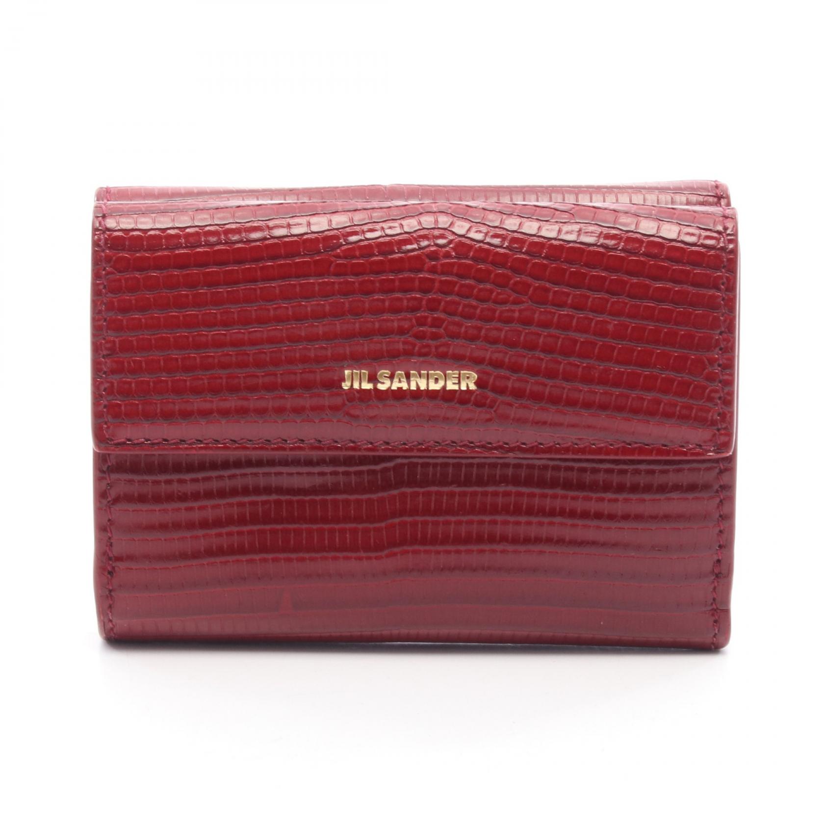 ジルサンダー JIL SANDER BABY WALLET 三つ折り財布 財布 レザー レディース レッド系 【中古】