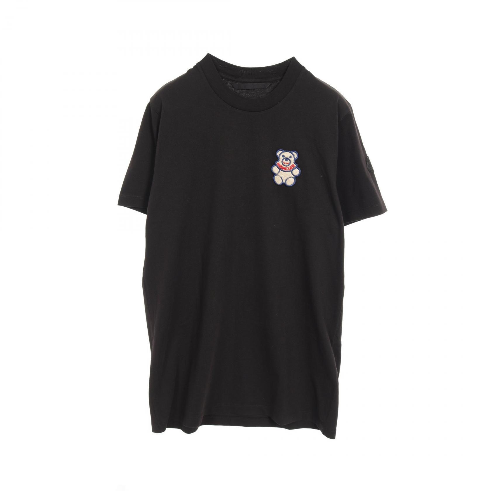 モンクレール MONCLER テディベア ワッペン カットソー 衣料品 トップス コットン メンズ ブラック系 8C00037 【中古】