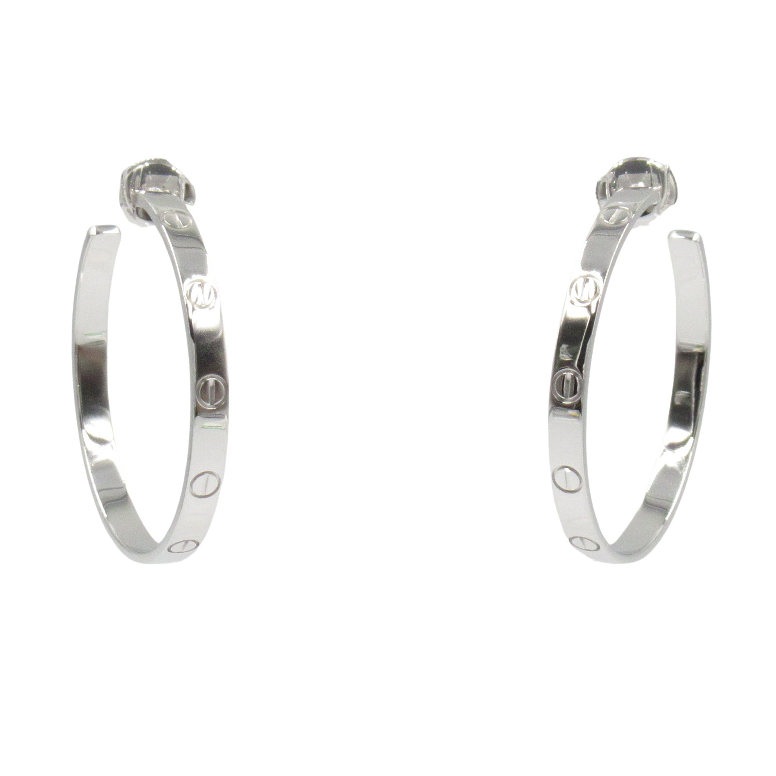 【P5倍×5%OFFクーポン】カルティエ CARTIER ラブフープ ピアス ピアス ジュエリー K18WG（ホワイトゴールド） レディース シルバー系 B8028300 【中古】