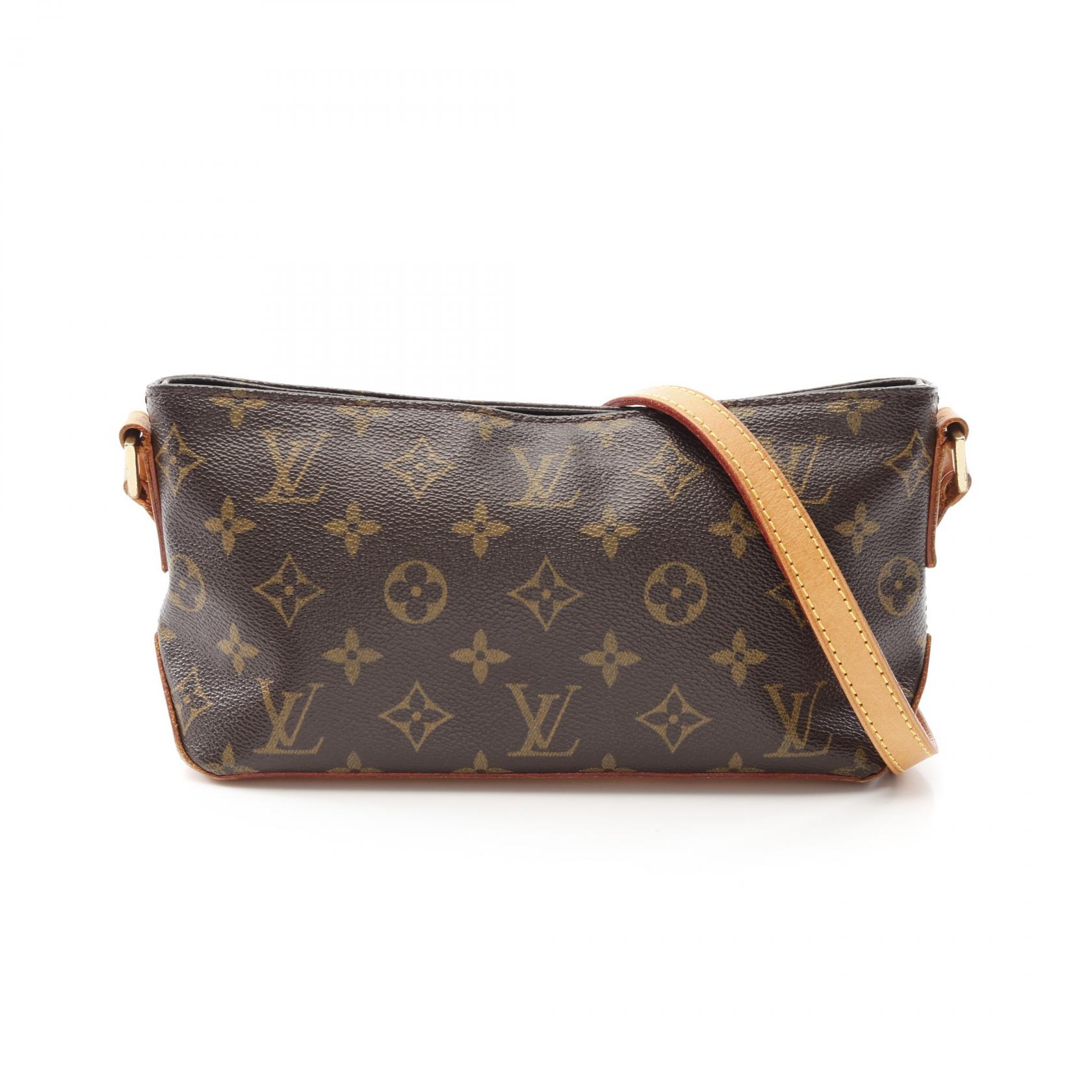 【P5倍×15%OFFクーポン】ルイ・ヴィトン LOUIS VUITTON トロター モノグラム ショルダーバッグ バッグ PVCコーティングキャンバス レザー レディース ブラウン系 M51240 【中古】