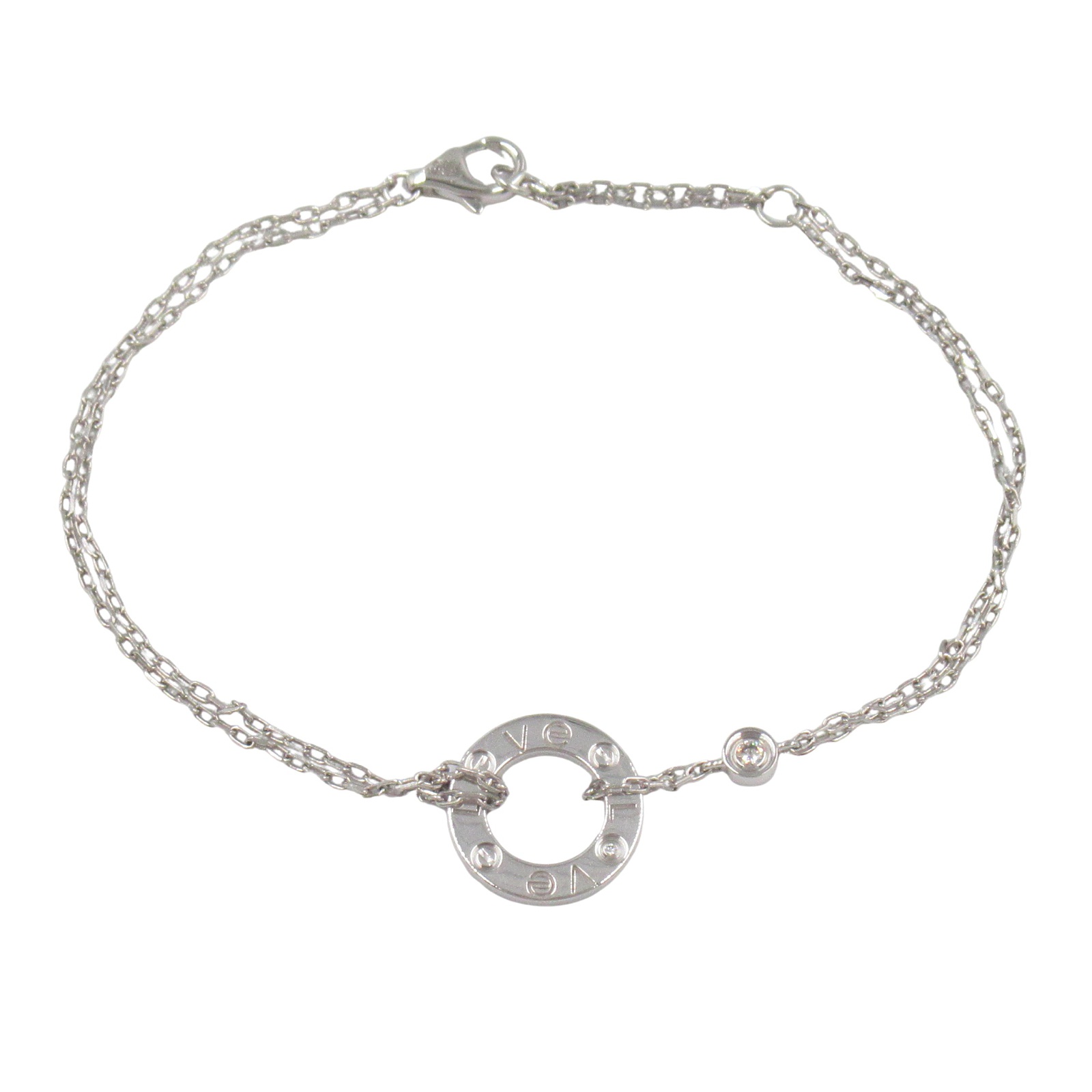 【P5倍×5%OFFクーポン】カルティエ CARTIER ラブサークル ブレスレット 2PD ブレスレット アクセサリー K18WG（ホワイトゴールド） ダイヤモンド レディース クリア系 【中古】