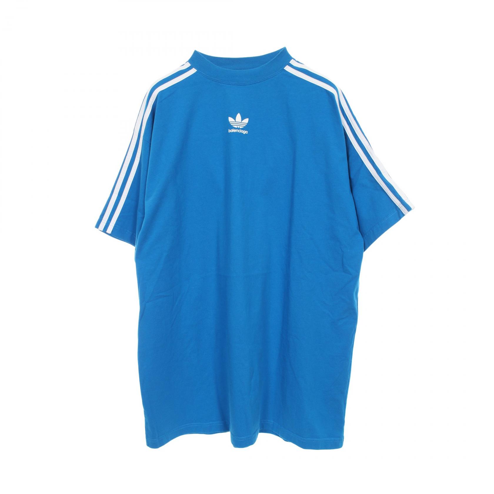 【10%OFFクーポン 7/26 9:59〆】 バレンシアガ BALENCIAGA BALENCIAGA &times; adidas カットソー 衣料品 トップス コットン メンズ ブルー系 / ホワイト系 739101 【中古】｜Brandoff銀座 28,105円