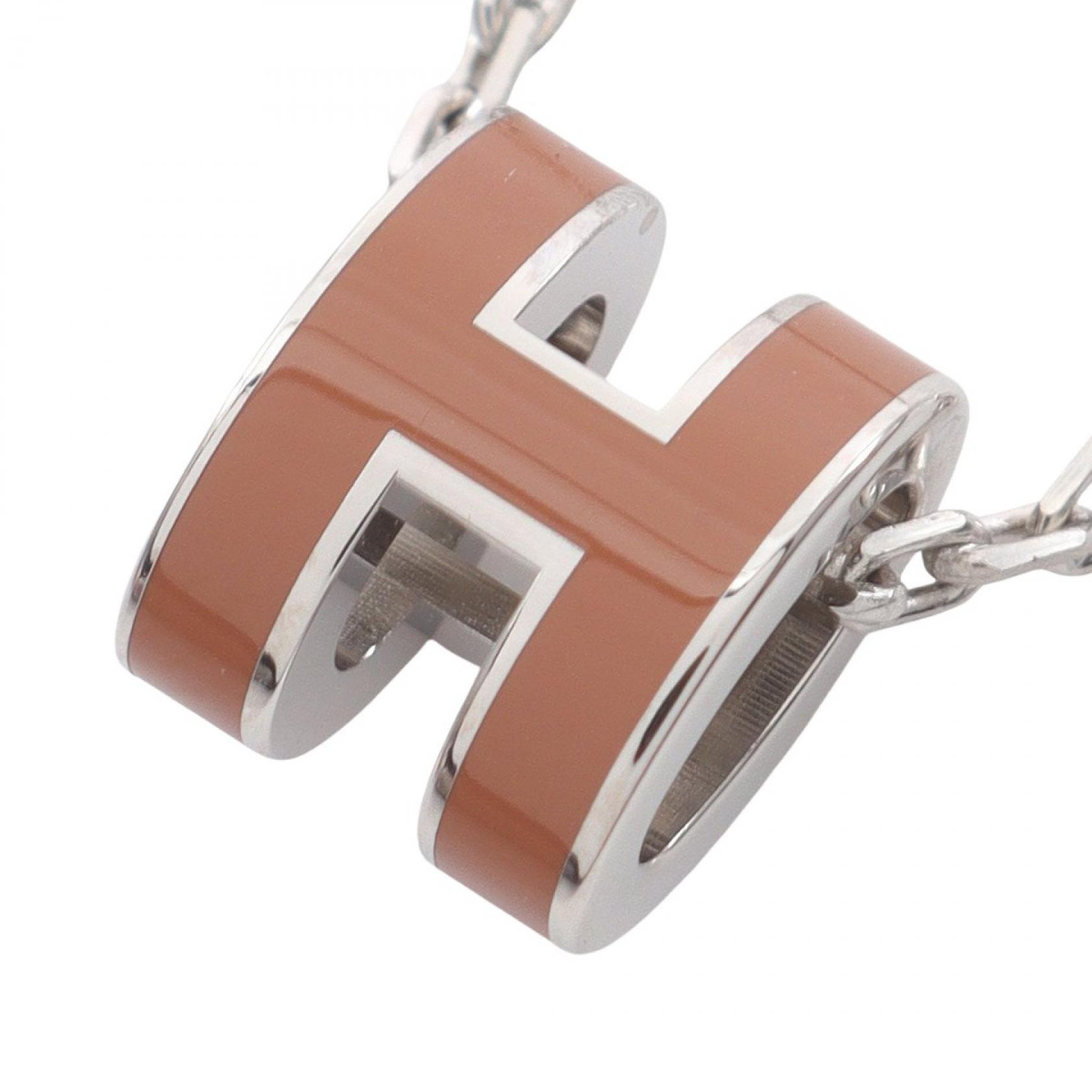 【1万円OFFクーポン対象】エルメス HERMES MINI POP H ミニポップアッシュ ネックレス ジュエリー ステンレススチール レディース シルバー系 / ブラウン系 【中古】