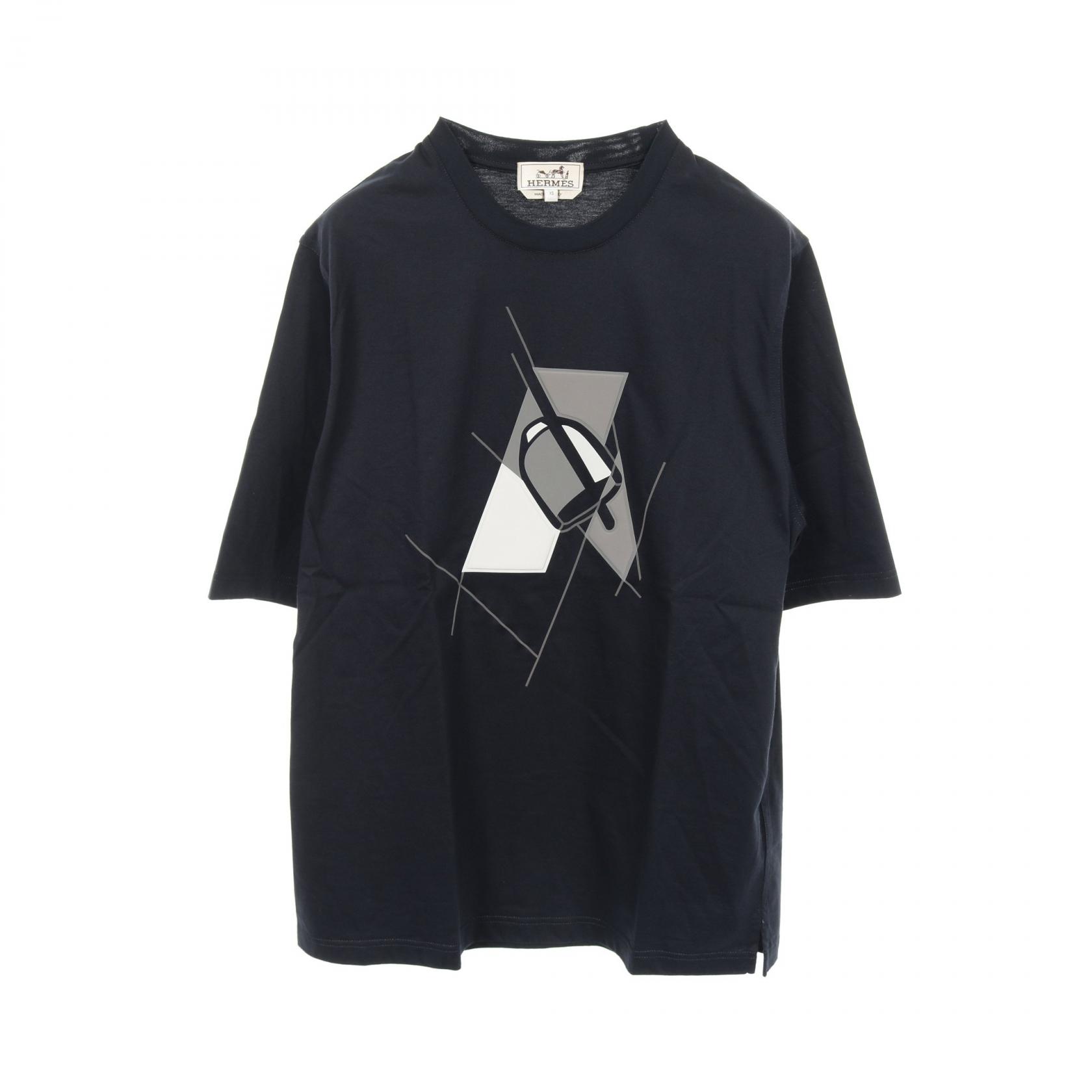 【5千円OFFクーポン対象】エルメス HERMES Etrier en Fragments カットソー 衣料品 トップス コットン メンズ ネイビー系 【中古】