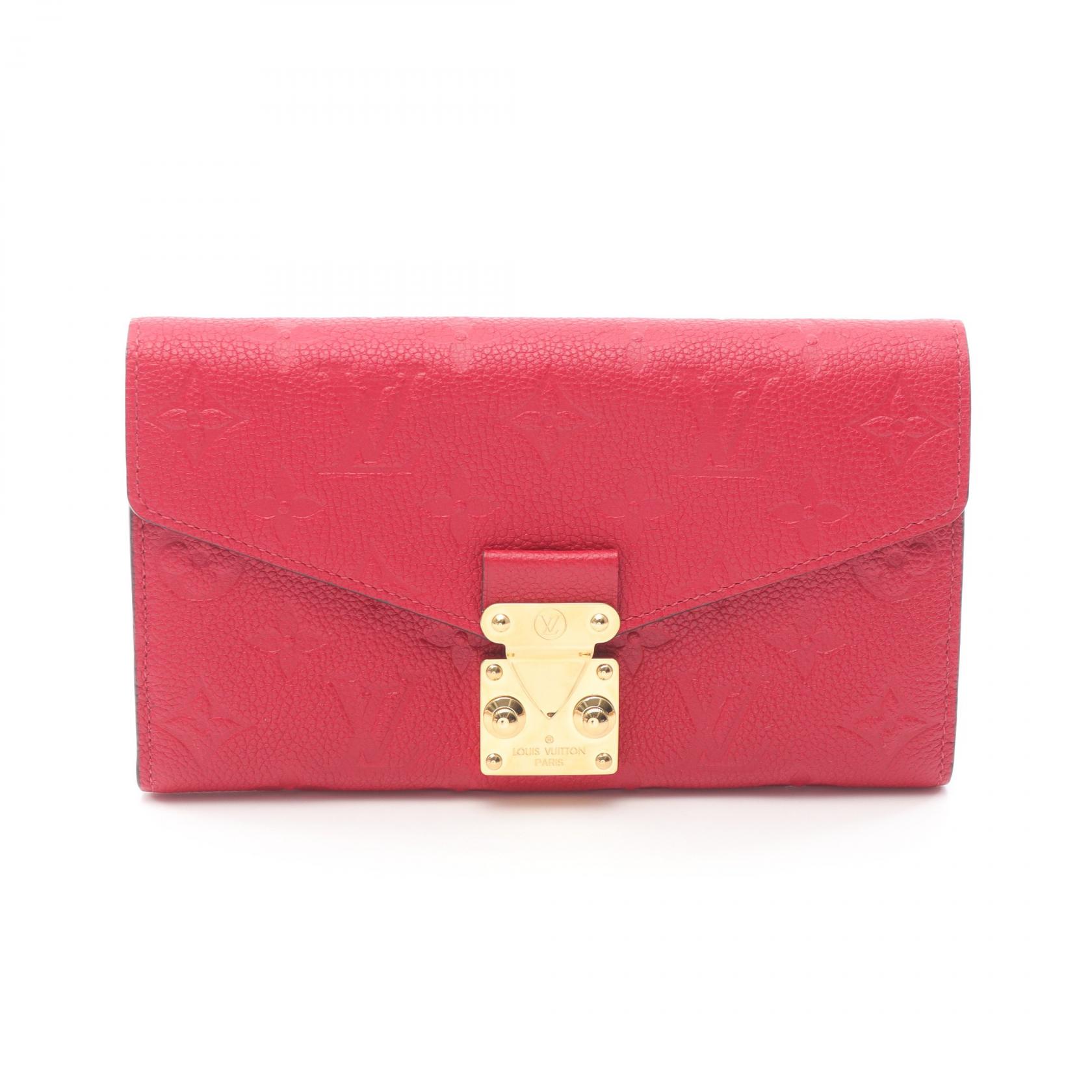 【1万円OFFクーポン対象】ルイ・ヴィトン LOUIS VUITTON ポルトフォイユメティス アンプラント スカーレット 二つ折り長財布 財布 レザー レディース レッド系 M63728 【中古】