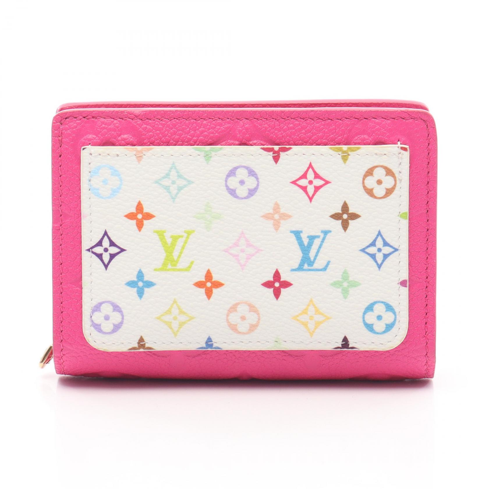 【1万円OFFクーポン対象】ルイ・ヴィトン LOUIS VUITTON LV × TM ポルトフォイユ クレア 二つ折り財布 財布 レザー モノグラム・マルチカラー レディース ホワイト系 / ピンク系 M14140 【中古】