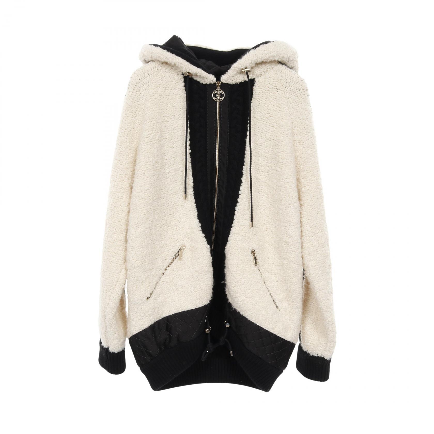 【2万円OFFクーポン対象】シャネル CHANEL ココマークファスナー マトラッセキルティング ニットパーカー 衣料品 アウター ウール カシミヤ レディース ホワイト系 / ブラック系 【中古】