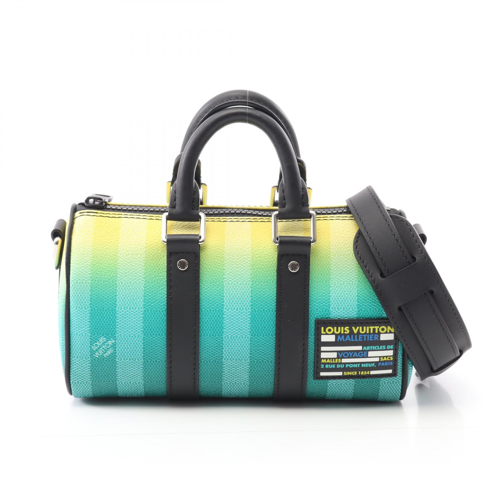 ルイ・ヴィトン LOUIS VUITTON キーポル XS ハンドバッグ バッグ PVCコーティングキャンバス レザー ダミエ・ストライプ レディース グリーン系 / イエロー系 / ブラック系 M59949 【中古】