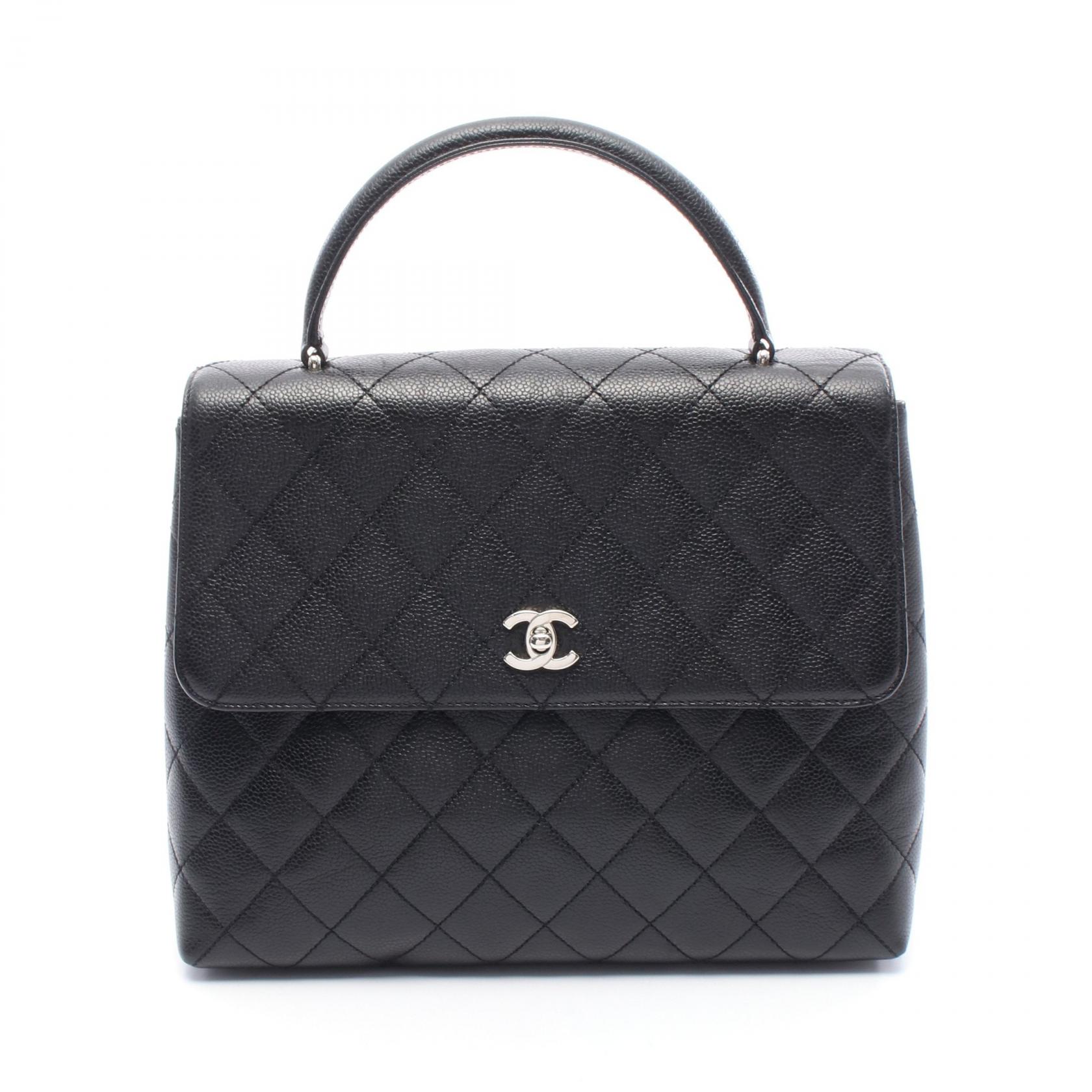 【P5倍×15%OFFクーポン】シャネル CHANEL マトラッセ トップハンドルバッグ ハンドバッグ バッグ カーフ（牛革） レディース ブラック系 A12397 【中古】