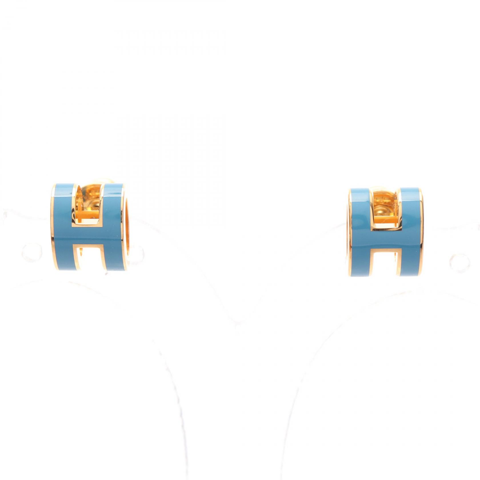 エルメス HERMES ミニポップアッシュ ピアス ピアス ジュエリー GP（ゴールドメッキ） レディース ブルー系 / ゴールド系 【中古】