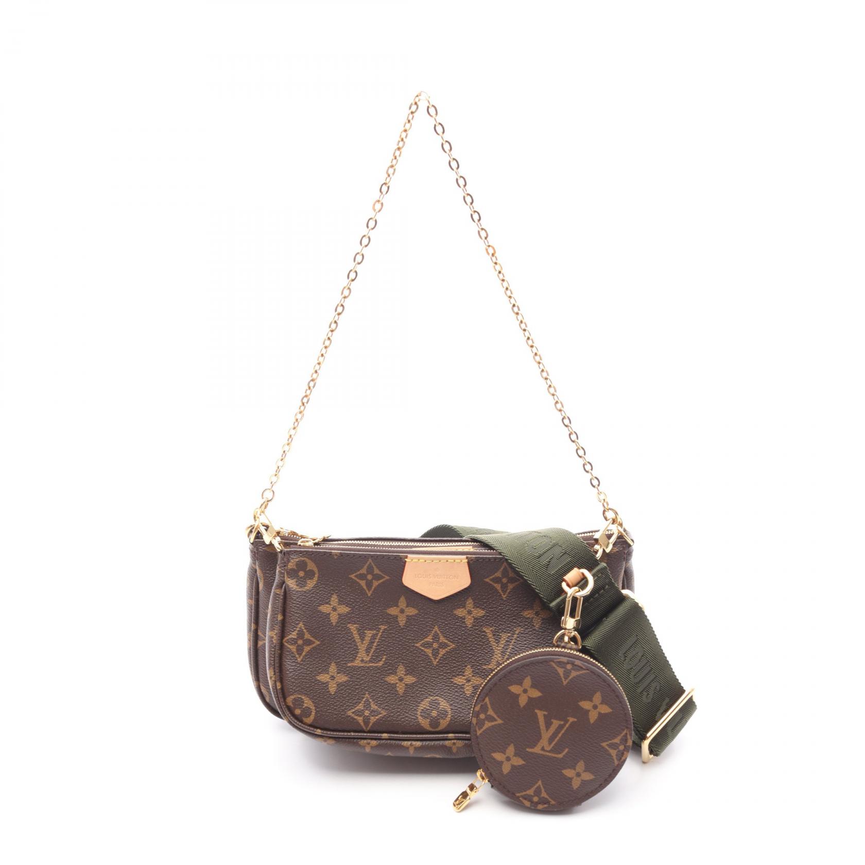 【10%OFFクーポン対象】ルイ・ヴィトン LOUIS VUITTON ミュルティ ポシェットアクセソワール モノグラム カーキ ショルダーバッグ バッグ PVCコーティングキャンバス レザー レディース ブラウン系 / カーキ系 M44813 【中古】