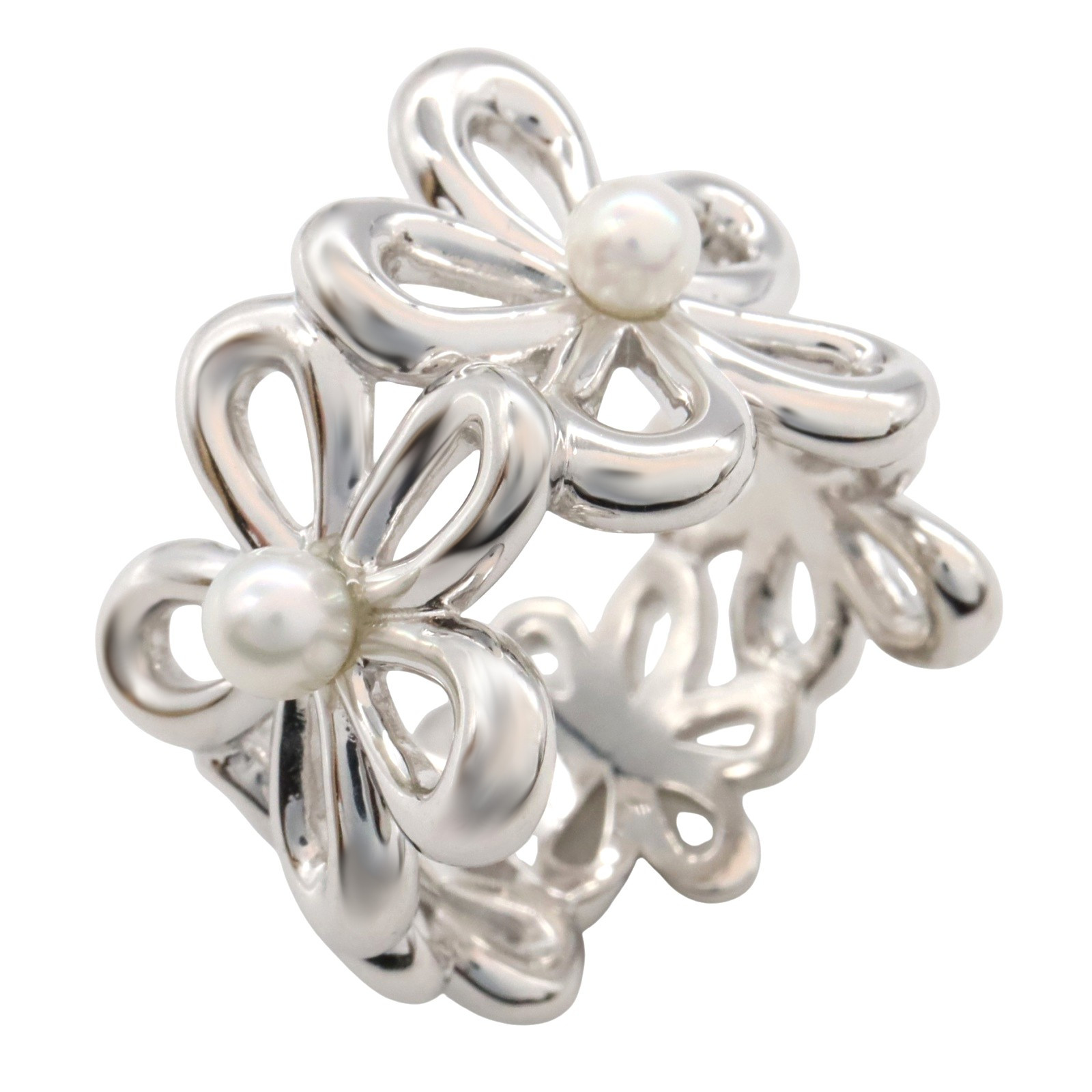MIKIMOTO ミキモト シルバー 2粒 あこや パール リング MIKIMOTO ミキモト シルバー 2粒 あこや パール リング