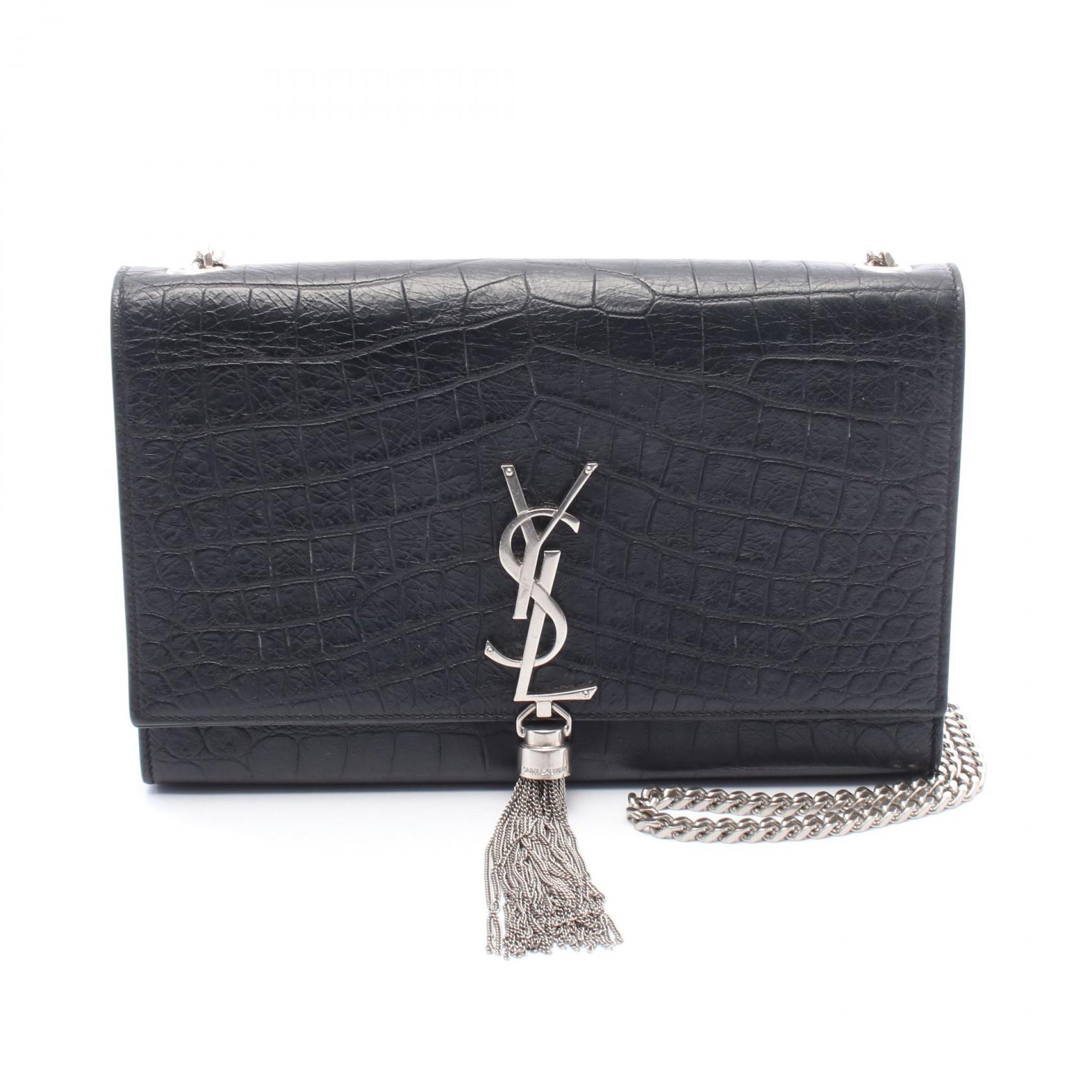 【P5倍×5%OFFクーポン】サンローランパリ SAINT LAURENT PARIS ケイト タッセル ミディアム ショルダーバッグ バッグ レザー レディース ブラック系 【中古】