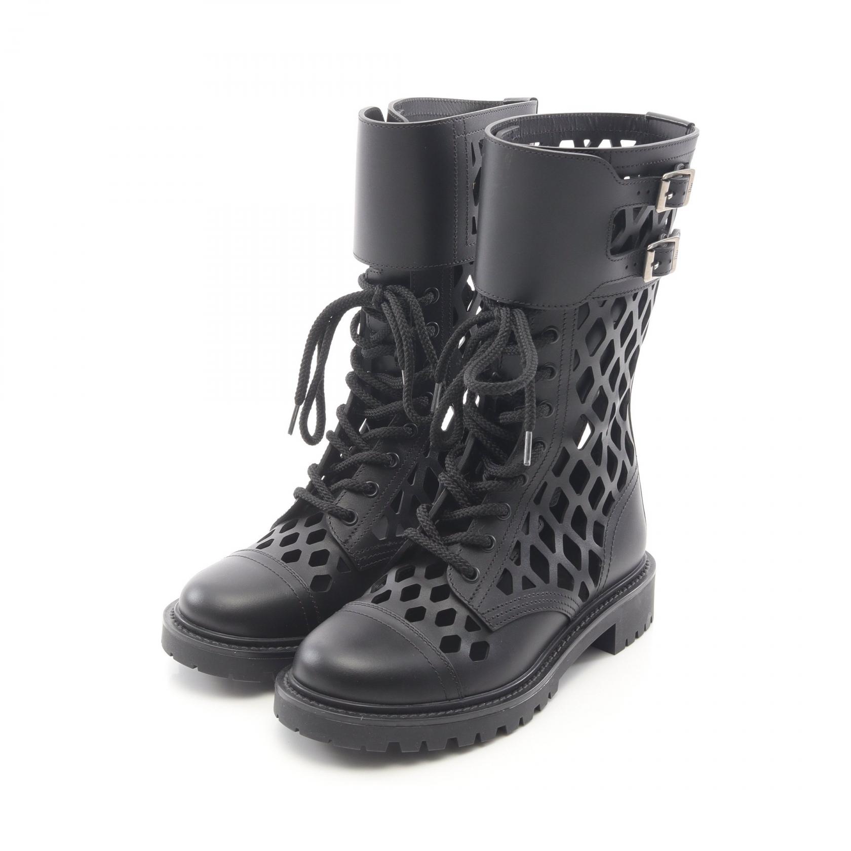 ディオール Dior D-TRAP ブーツ 靴 レザー レディース ブラック系 【中古】｜Brandoff銀座