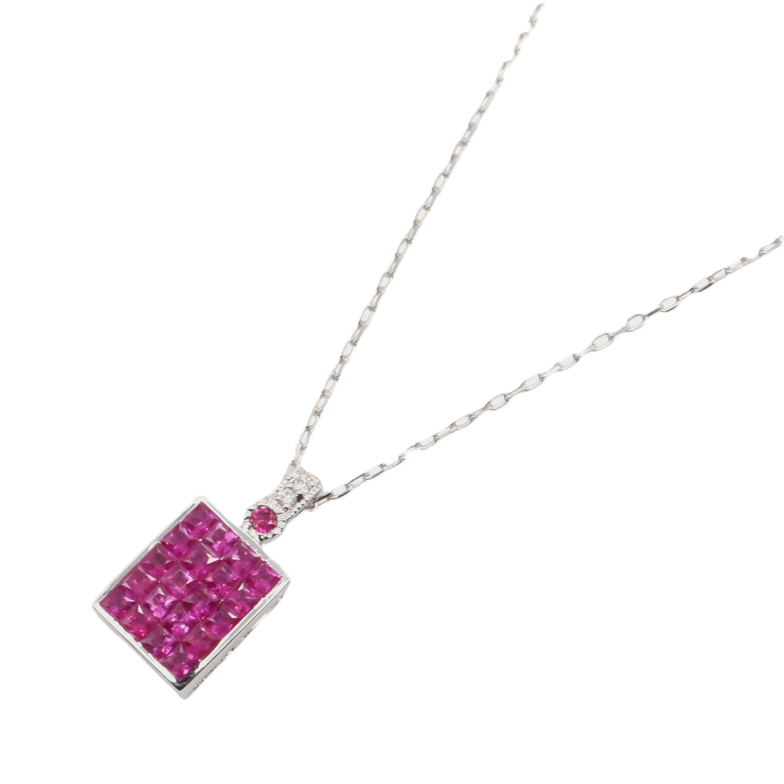 【P5倍×5%OFFクーポン】ジュエリー JEWELRY ルビー ネックレス ネックレス ジュエリー K18WG（ホワイトゴールド） ルビー レディース レッド系 ﾙﾋﾞｰ 3.4g 【中古】