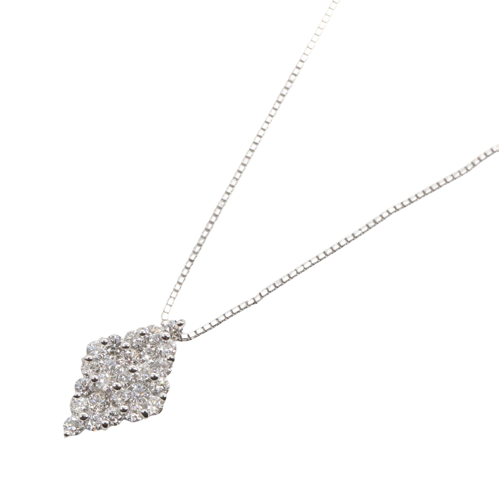 【P5倍×5%OFFクーポン】ジュエリー JEWELRY ダイヤモンド ネックレス ネックレス ジュエリー K18WG（ホワイトゴールド） ダイヤモンド レディース クリア系 ﾀﾞｲﾔ 3.2g 【中古】