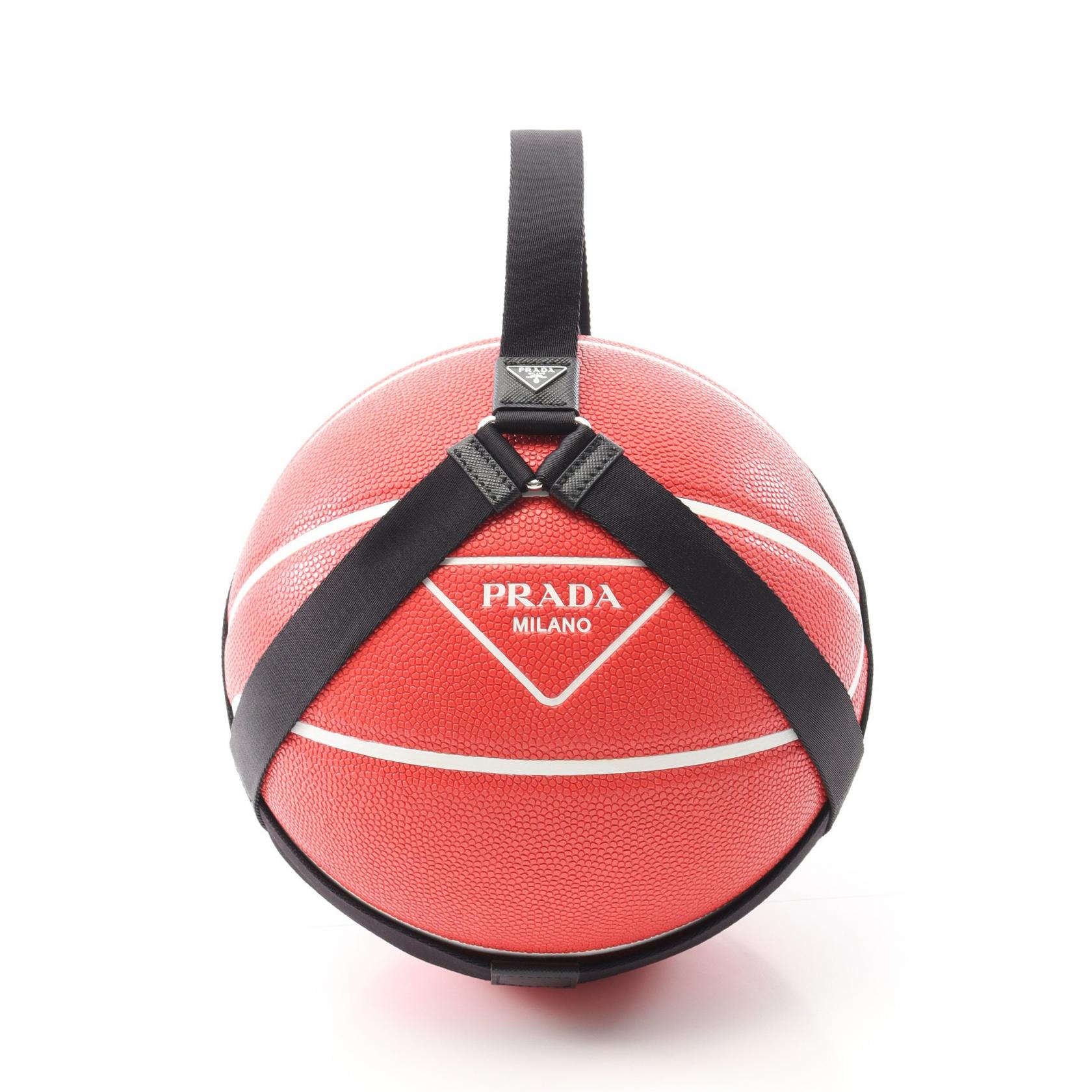 【5%OFFクーポン×ポイント5倍】プラダ PRADA トライアングルロゴ バスケットボール アクセサリー ラバー メンズ レディース レッド系 2XD0072DTKF0011 【新品】
