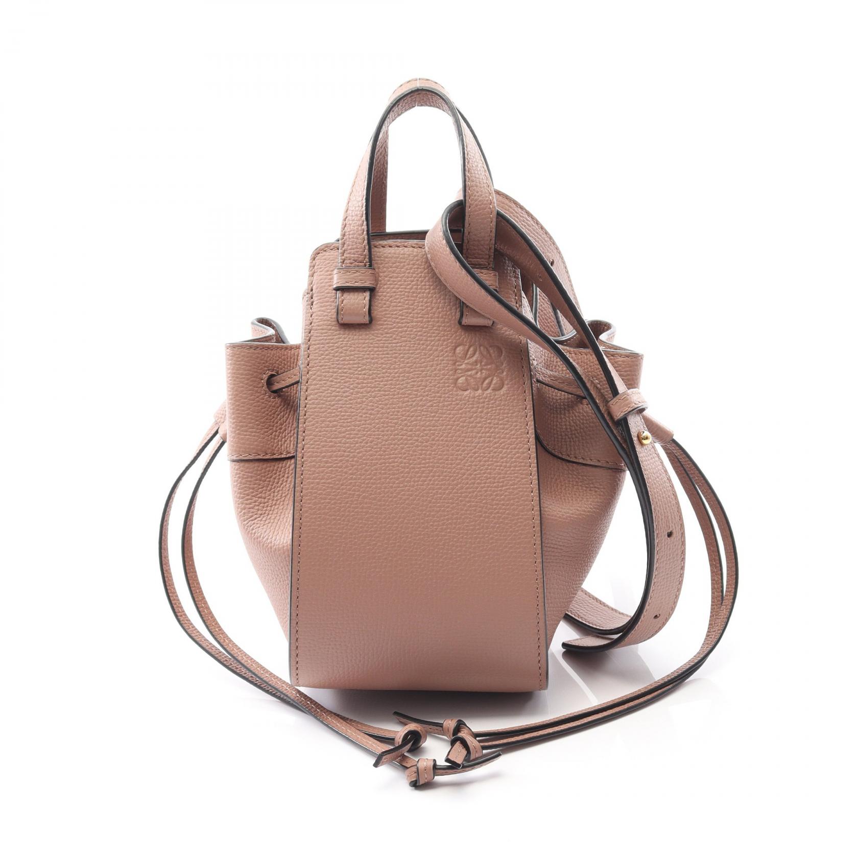 【P5倍×15%OFFクーポン】ロエベ LOEWE ハンモック ドローストリングバッグ ミニ ハンドバッグ バッグ レザー レディース ピンク系 A538V07X10 【中古】