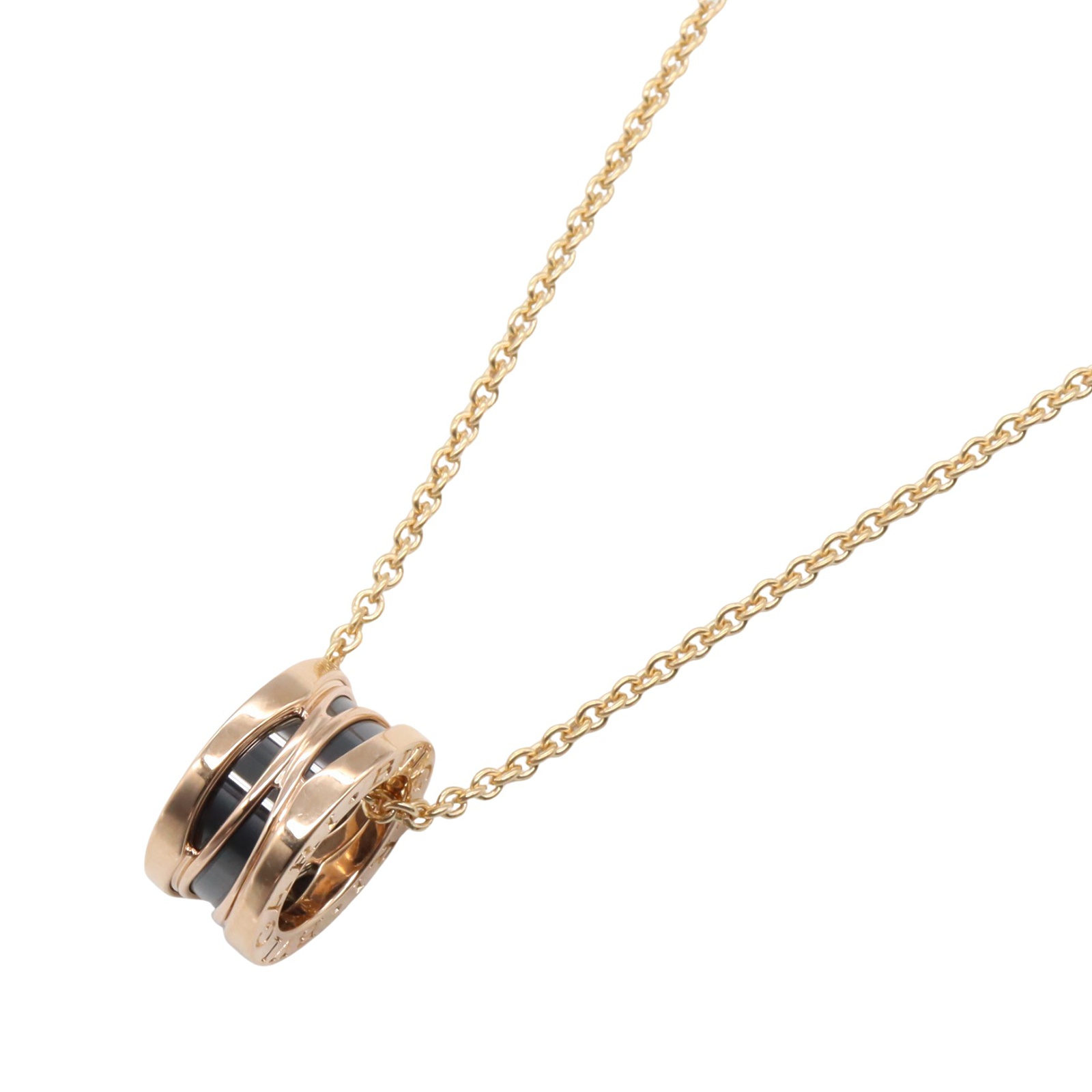 【P5倍×5%OFFクーポン】ブルガリ BVLGARI B-zero1 ビーゼロワン デザインンレジェンド ネックレス ネックレス ジュエリー K18PG（ピンクゴールド） セラミック メンズ レディース ブラック系 / ゴールド系 【中古】