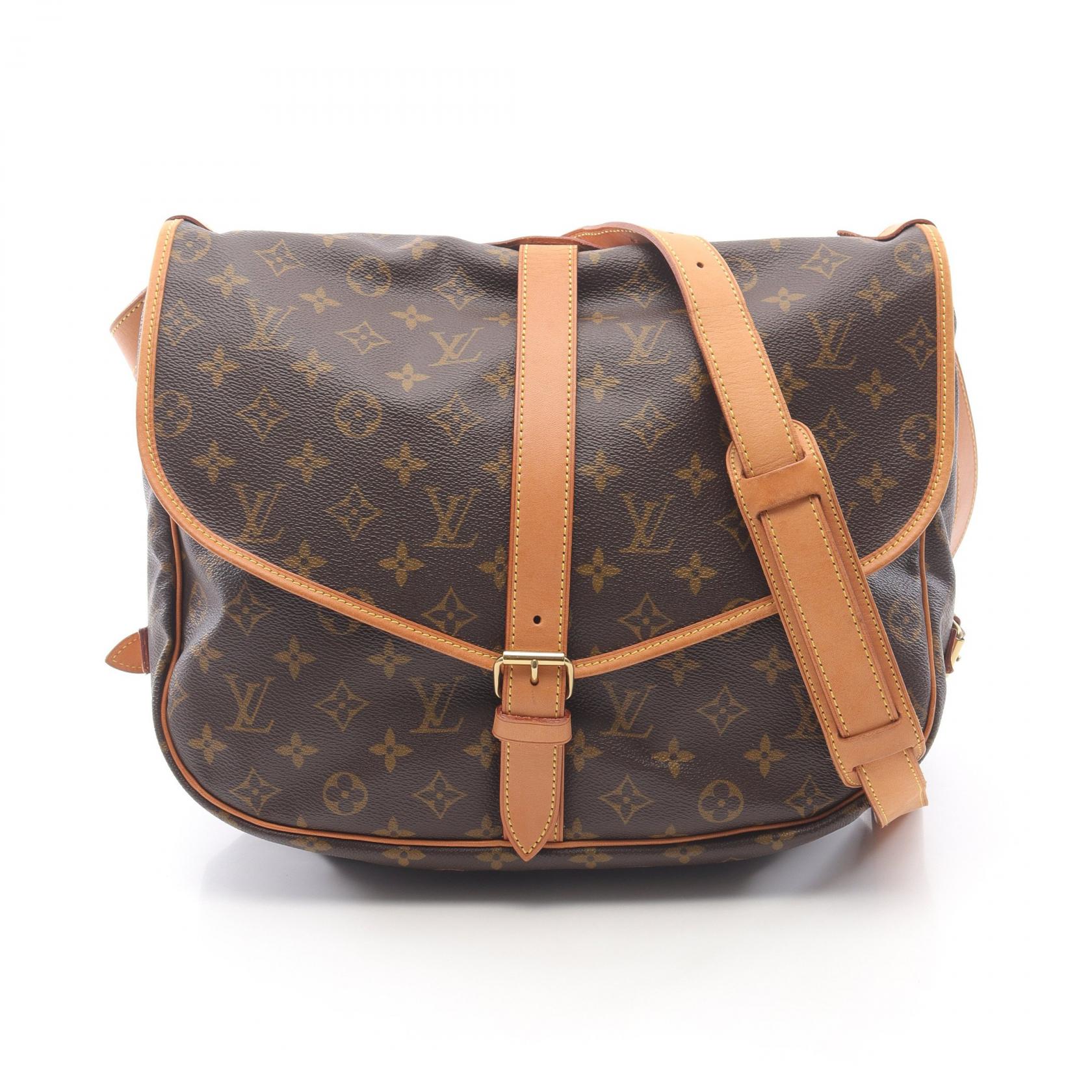 【5%OFFクーポン×ポイント5倍】ルイ・ヴィトン LOUIS VUITTON ソミュール35 モノグラム ショルダーバッグ バッグ PVCコーティングキャンバス レザー レディース ブラウン系 M42254 【中古】