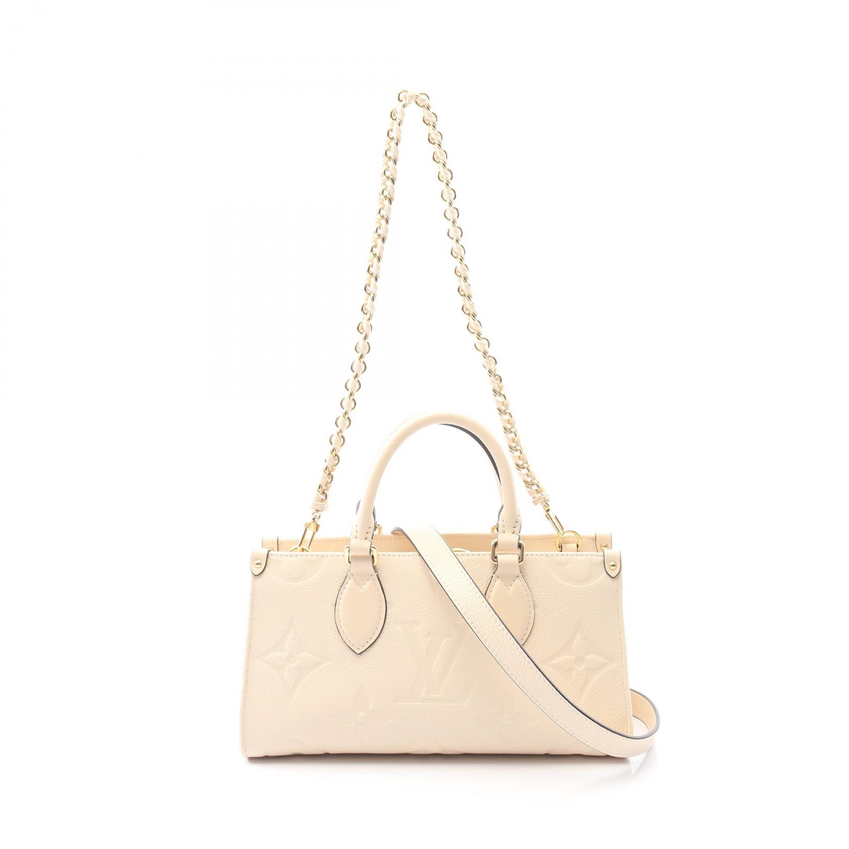 【P5倍×5%OFFクーポン】ルイ・ヴィトン LOUIS VUITTON オンザゴー EW モノグラムアンプラント クレーム ハンドバッグ バッグ レザー レディース アイボリー系 M23698 【中古】