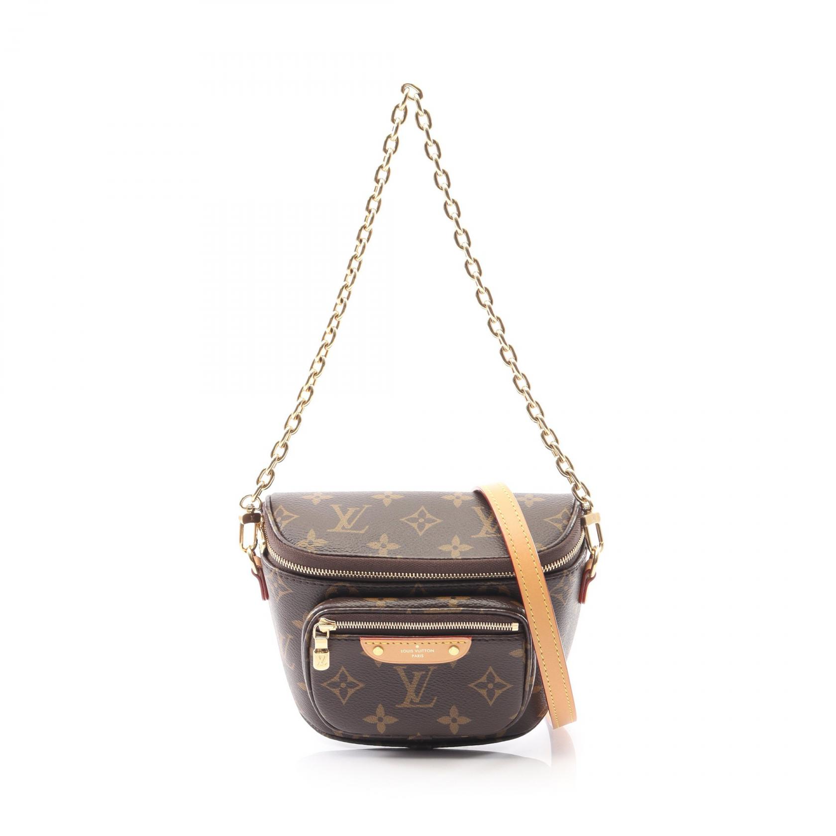 【4時間限定！ポイント10倍 】4/13 20時～23:59／ルイ・ヴィトン LOUIS VUITTON ミニ バムバッグ ハンドバッグ バッグ PVCコーティングキャンバス レザー モノグラム レディース ブラウン系 M82335 【中古】 198,500円