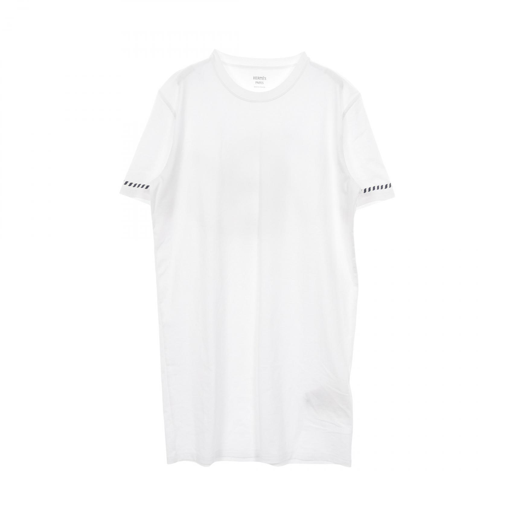 【5千円OFFクーポン対象】エルメス HERMES カルトゥッシュ Tシャツ ワンピース 衣料品 トップス コットン レディース ホワイト系 / ネイビー系 3E4508DL 【中古】