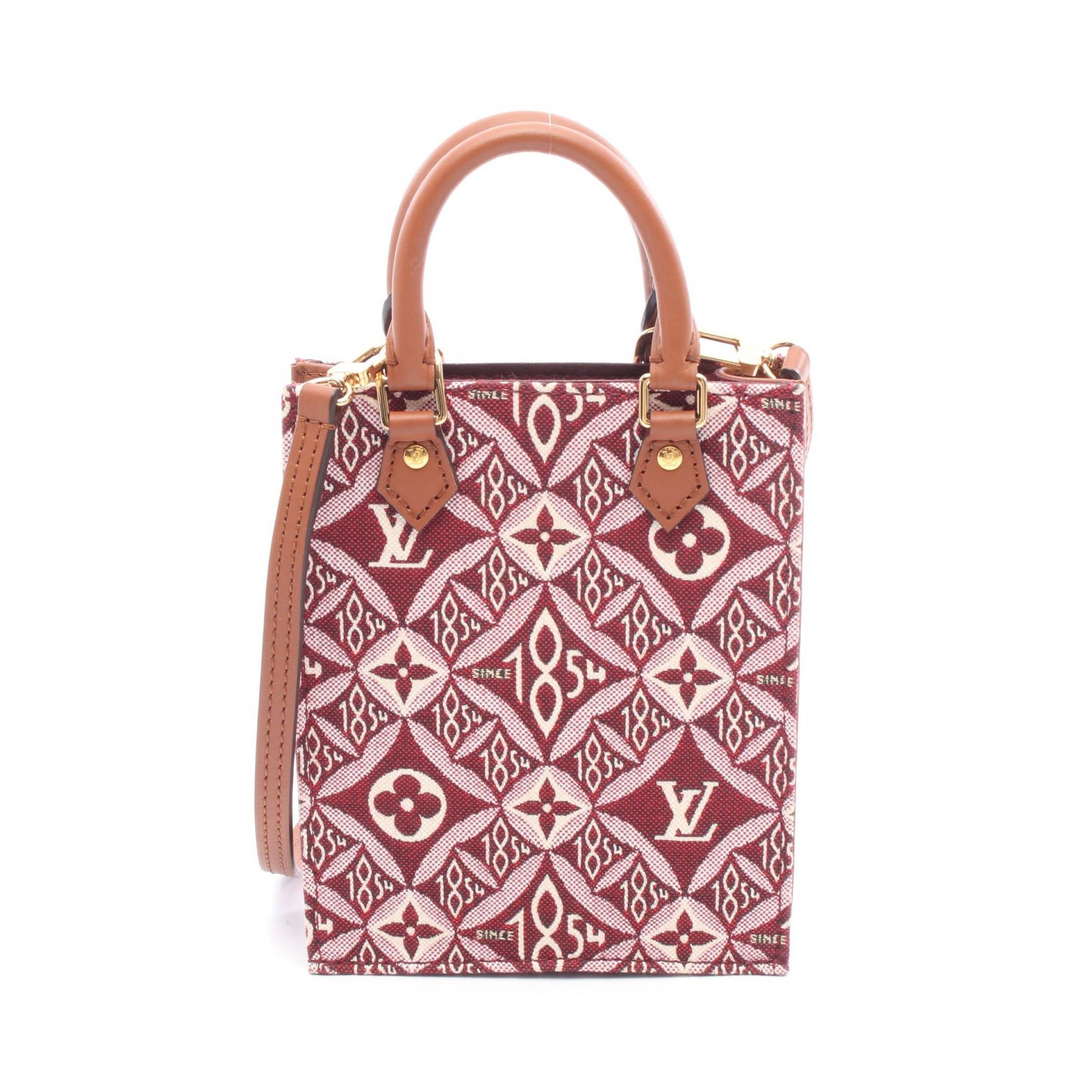 【4時間限定！ポイント10倍 】4/13 20時～23:59／ルイ・ヴィトン LOUIS VUITTON プティット サックプラ モノグラムジャカード Since 1854 ハンドバッグ バッグ キャンバス レザー モノグラム・ジャガード レディース ボルドー系 / ブラウン系 M69846 【中古】