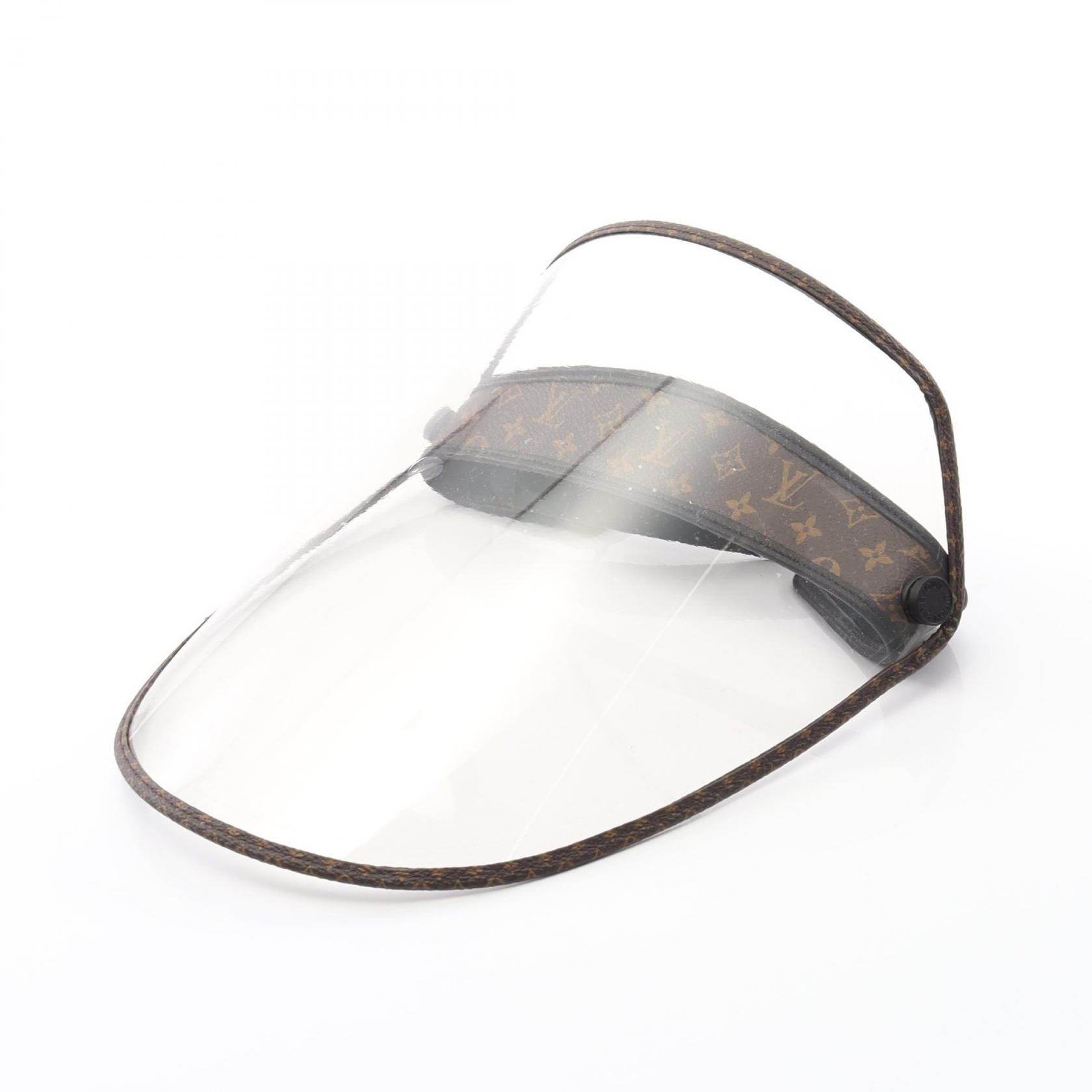 【10%OFFクーポン 7/26 9:59〆】 ルイ・ヴィトン LOUIS VUITTON ビジェールLVシールド モノグラム フェイスシールド サンバイザー 帽子 レザー PVC レディース ブラウン系 / ブラック系 / クリア系 M76727 【中古】｜Brandoff銀座