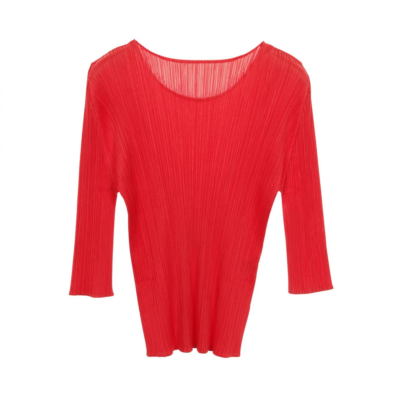 プリーツプリーズ PLEATS PLEASE プリーツ カットソー 衣料品 トップス ポリエステル レディース レッド系 PP21-JK145 【中古】