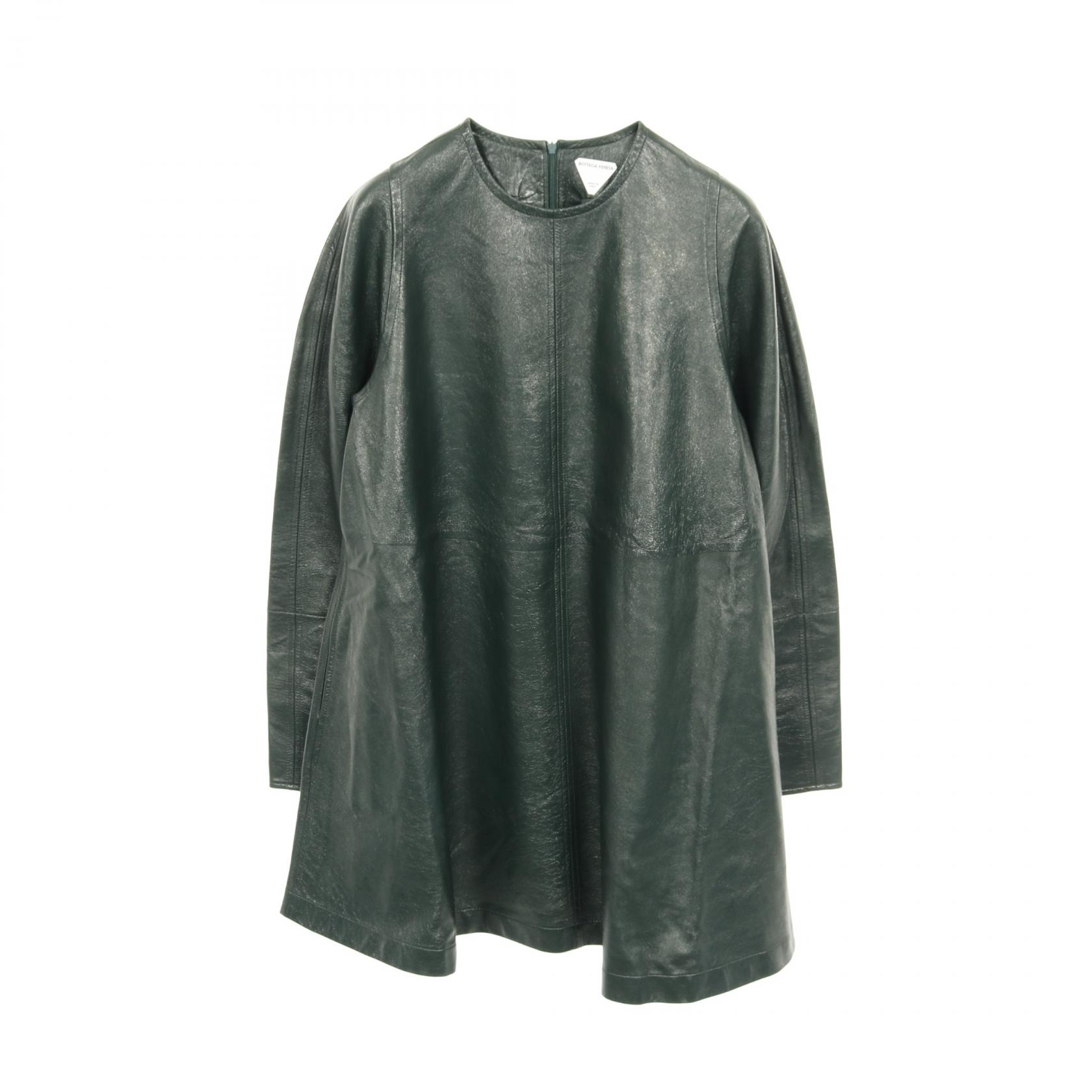 【15%OFFクーポン 7/26 9:59〆】ボッテガヴェネタ BOTTEGA VENETA ワンピース 衣料品 トップス レザー コットン レディース グリーン系 【中古】｜Brandoff銀座