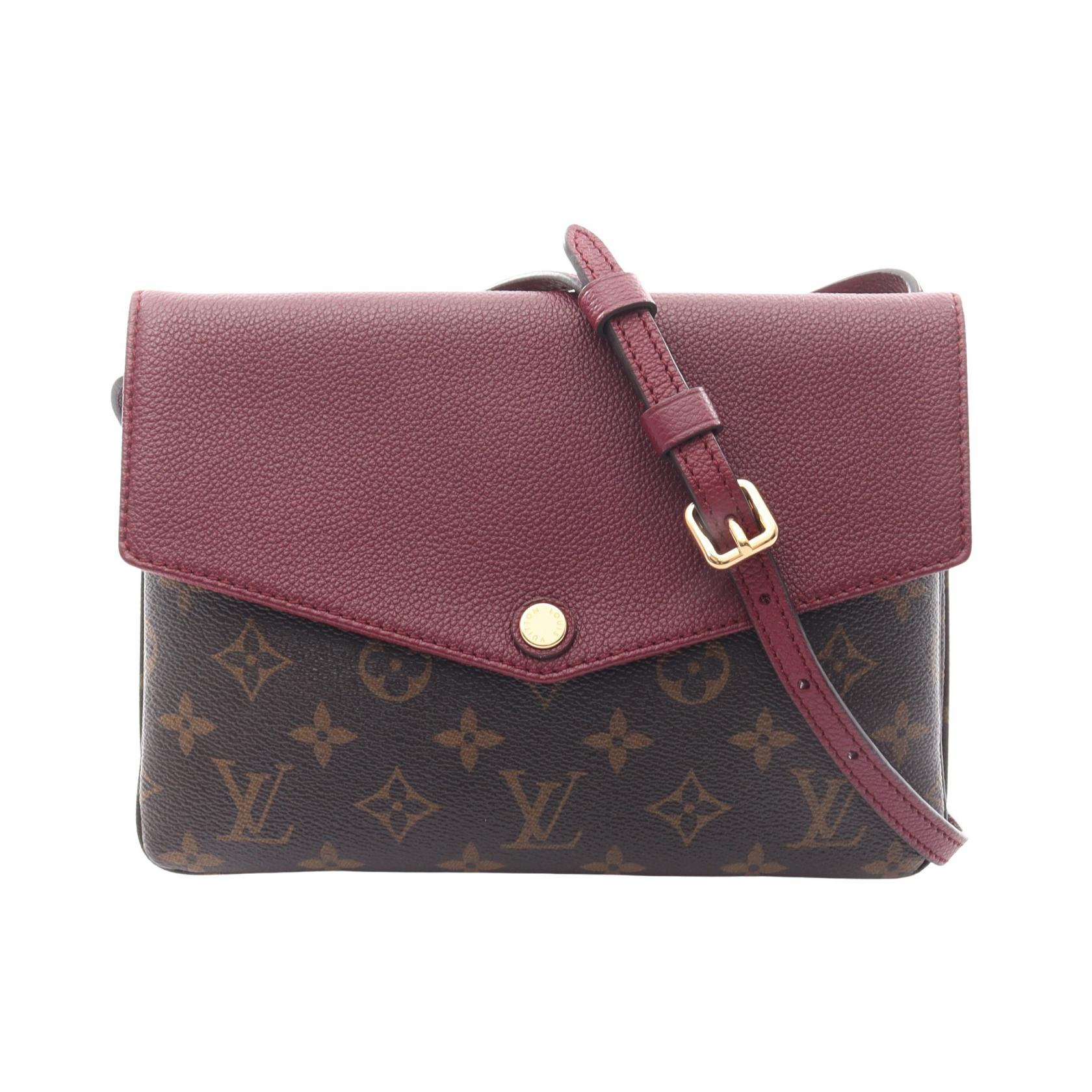 【2万円OFFクーポン対象】ルイ・ヴィトン LOUIS VUITTON トワイス ツインセット ショルダーバッグ バッグ PVCコーティングキャンバス レザー モノグラム レディース ブラウン系 / ピンク系 M50183 【中古】