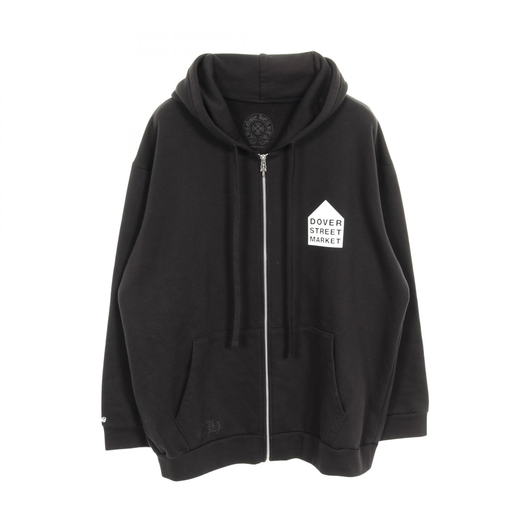 【5%OFFクーポン×ポイント5倍】クロムハーツ CHROME HEARTS Chrome Hearts × DOVER STREET MARKET パーカー 衣料品 トップス コットン メンズ ブラック系 【中古】