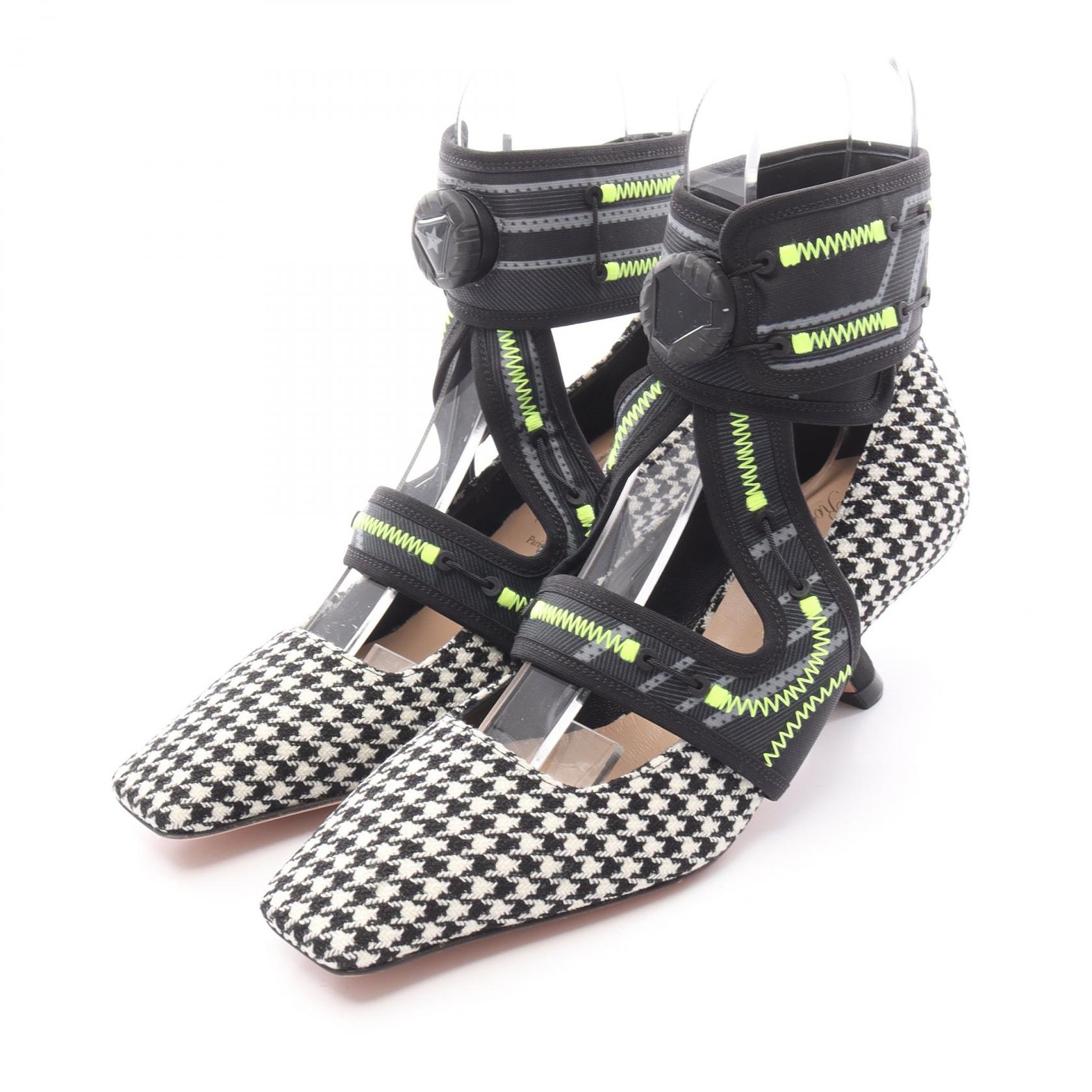 ディオール Dior Christian Dior × Roger Vivier 62-22 パンプス 靴 ファブリック レディース ブラック系 / ホワイト系 / グリーン系 【中古】