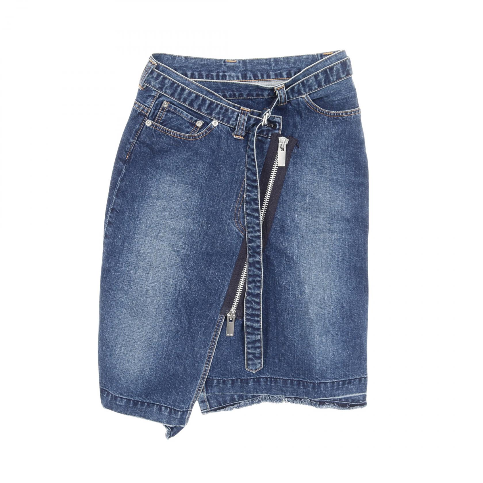 【P5倍×5%OFFクーポン】サカイ Sacai アシメントリー スカート 衣料品 ボトムス コットン レディース ブルー系 【中古】
