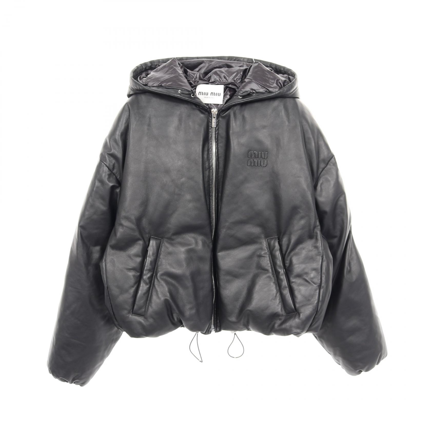 MIU MIU ミュウミュウ 本革 シャーリング レザージャケット ブルゾン ∞直営買付∞ミュウミュウ ヴィンテージ風レザージャケット (MiuMiu