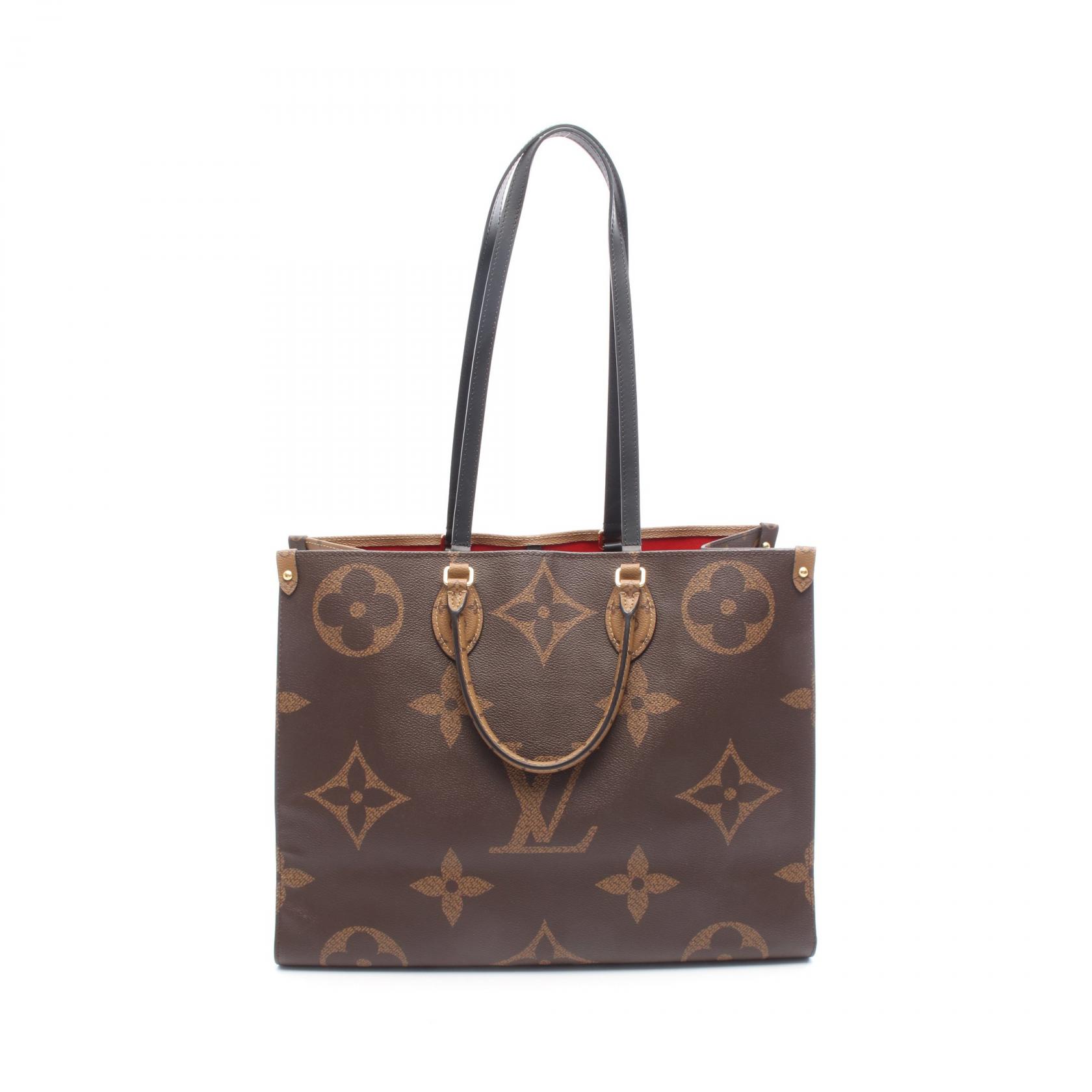 【10%OFFクーポン対象】ルイ・ヴィトン LOUIS VUITTON オンザゴーGM ショルダーバッグ バッグ PVCコーティングキャンバス レザー モノグラム・ジャイアントリバース レディース ブラウン系 M45320 【中古】