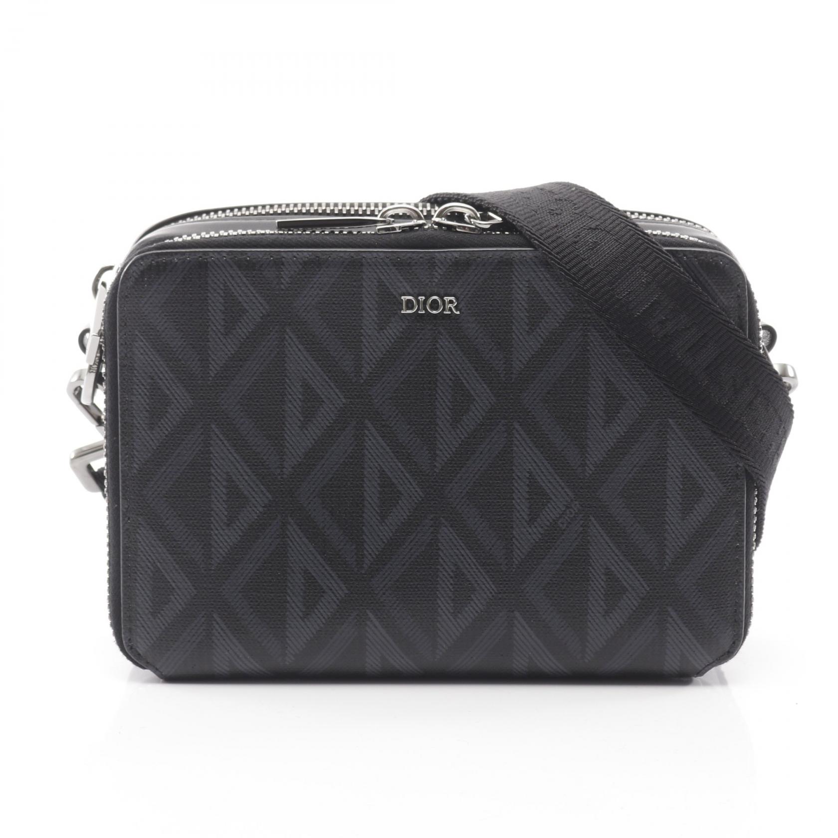 【P5倍×15%OFFクーポン】ディオール Dior CDダイヤモンド メッセンジャー ポーチ ショルダーバッグ バッグ PVCコーティングキャンバス レザー メンズ ブラック系 / グレー系 2ESBC119 【中古】 127,000円