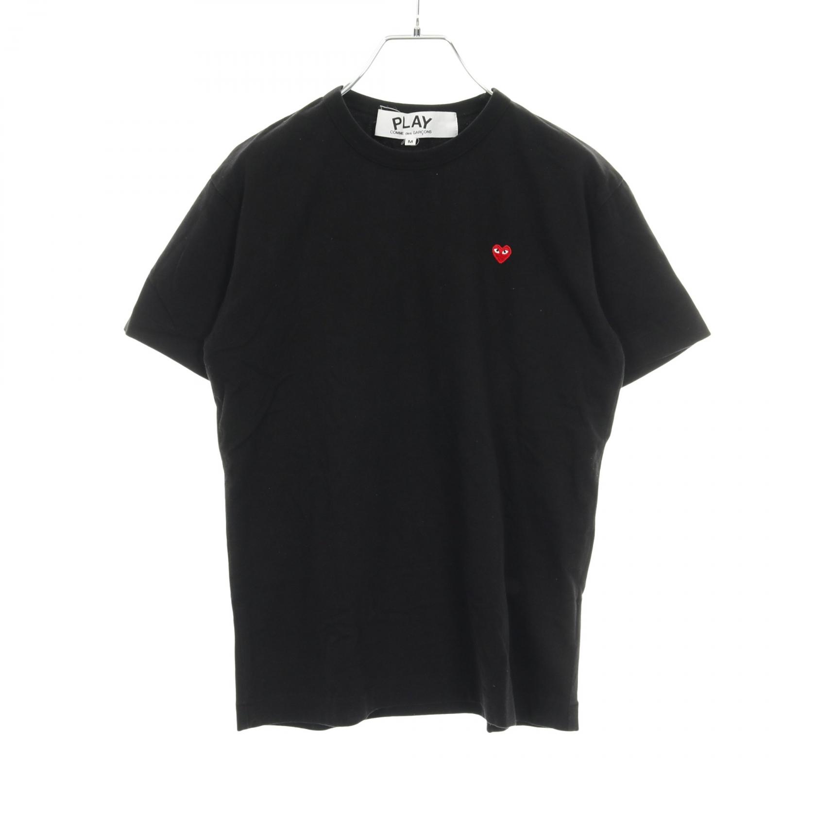 【P5倍×5%OFFクーポン】プレイコムデギャルソン PLAY COMME des GARCONS ハートロゴ ワッペン カットソー 衣料品 トップス コットン メンズ レディース ブラック系 【中古】