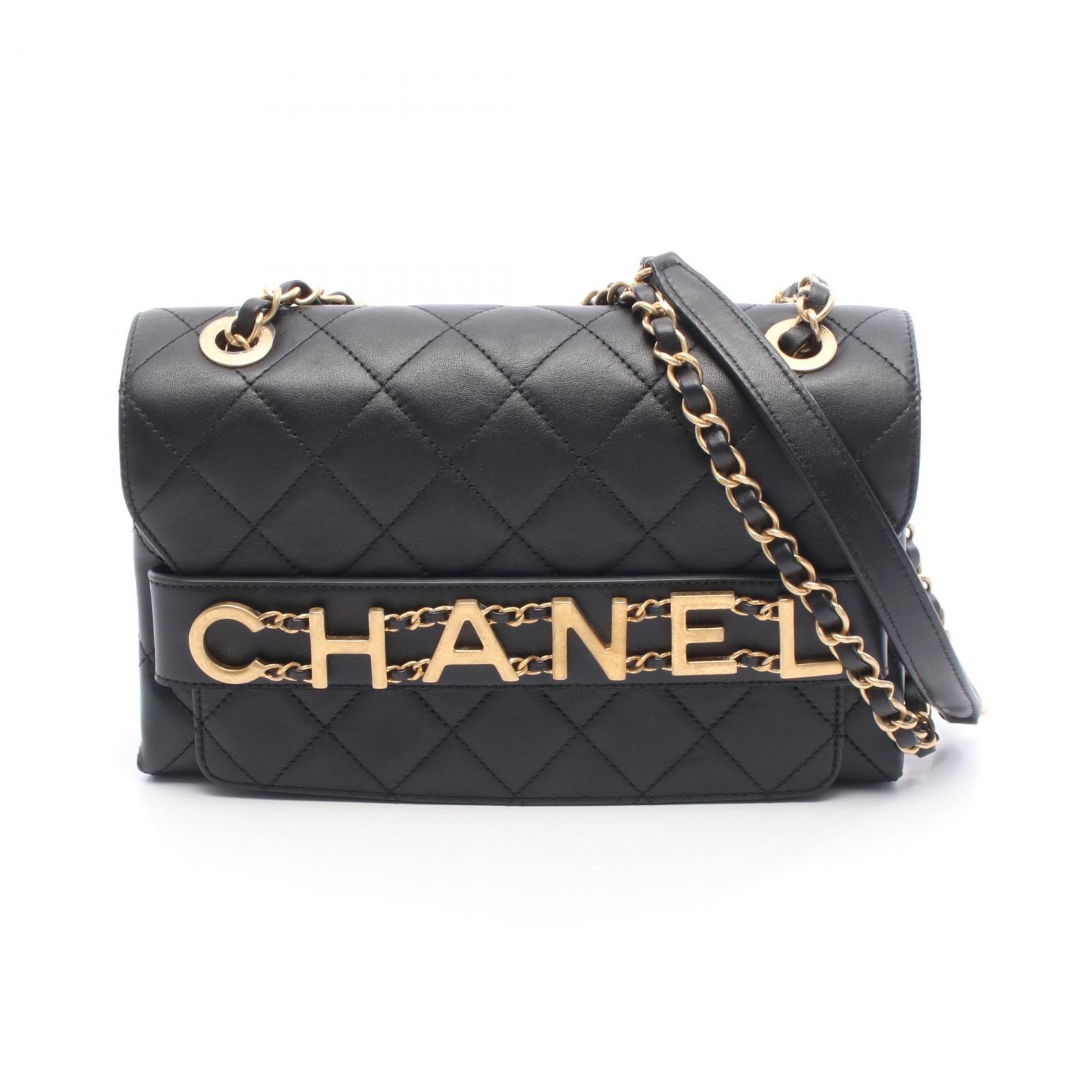 【15%OFFクーポン 7/26 9:59〆】シャネル CHANEL マトラッセ ロゴ ショルダーバッグ バッグ ラムスキン(羊革) レディース ブラック系 AS4190 【中古】|Brandoff銀座