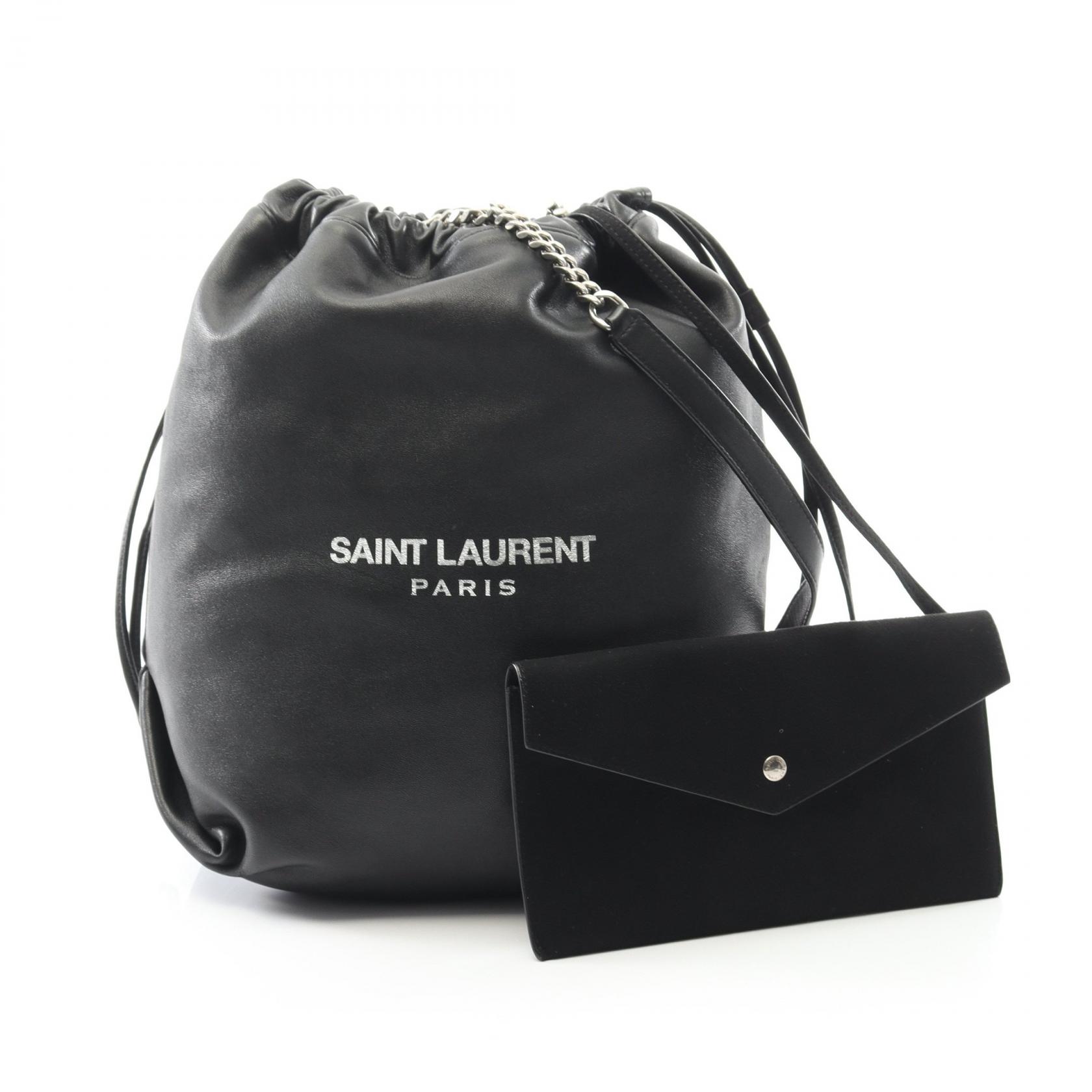 【5%OFFクーポン×ポイント5倍】サンローランパリ SAINT LAURENT PARIS TEDDY テディ ショルダーバッグ バッグ レザー レディース ブラック系 【中古】