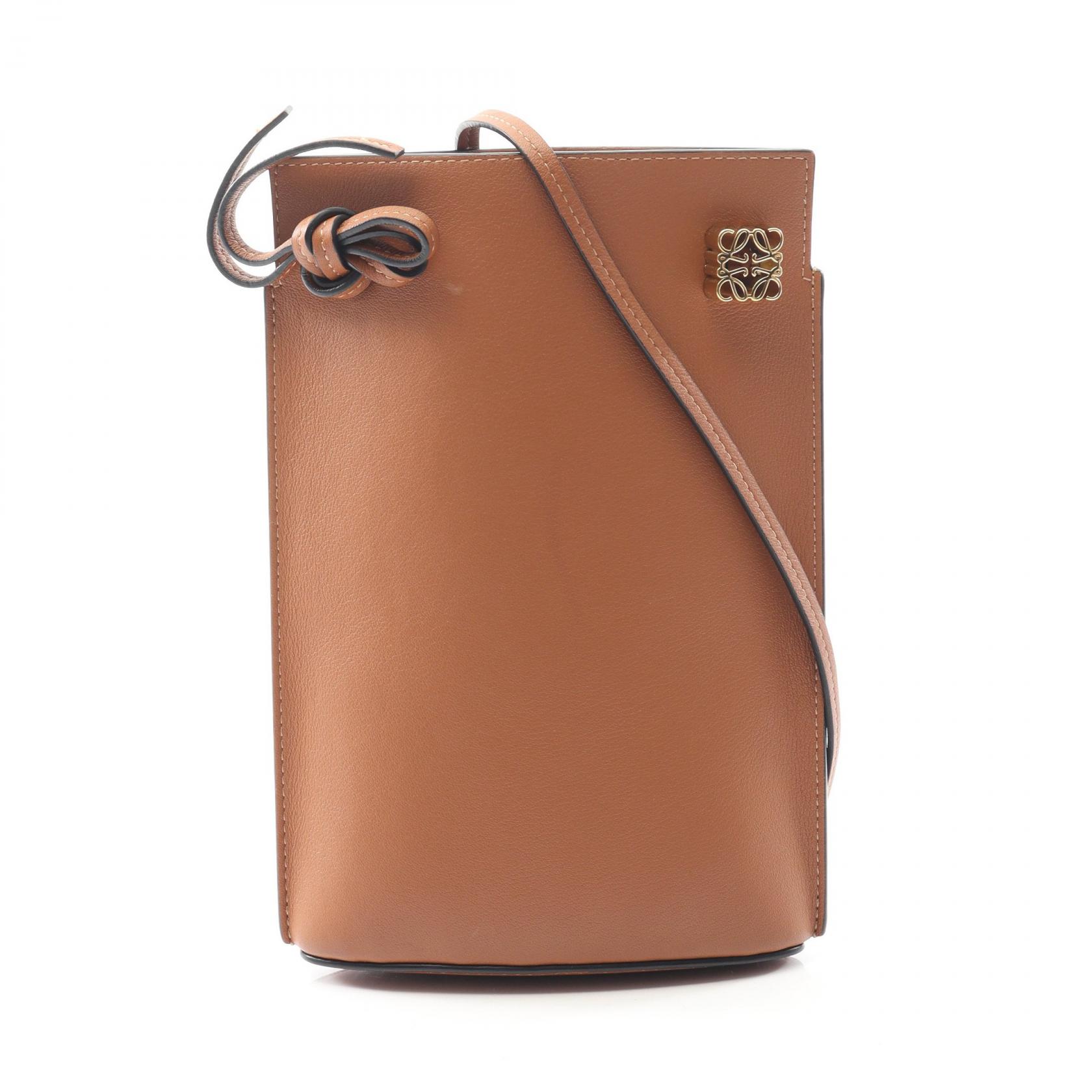 【P5倍×20%OFFクーポン】ロエベ LOEWE ダイスポケット ショルダーバッグ バッグ レザー レディース ブラウン系 【中古】