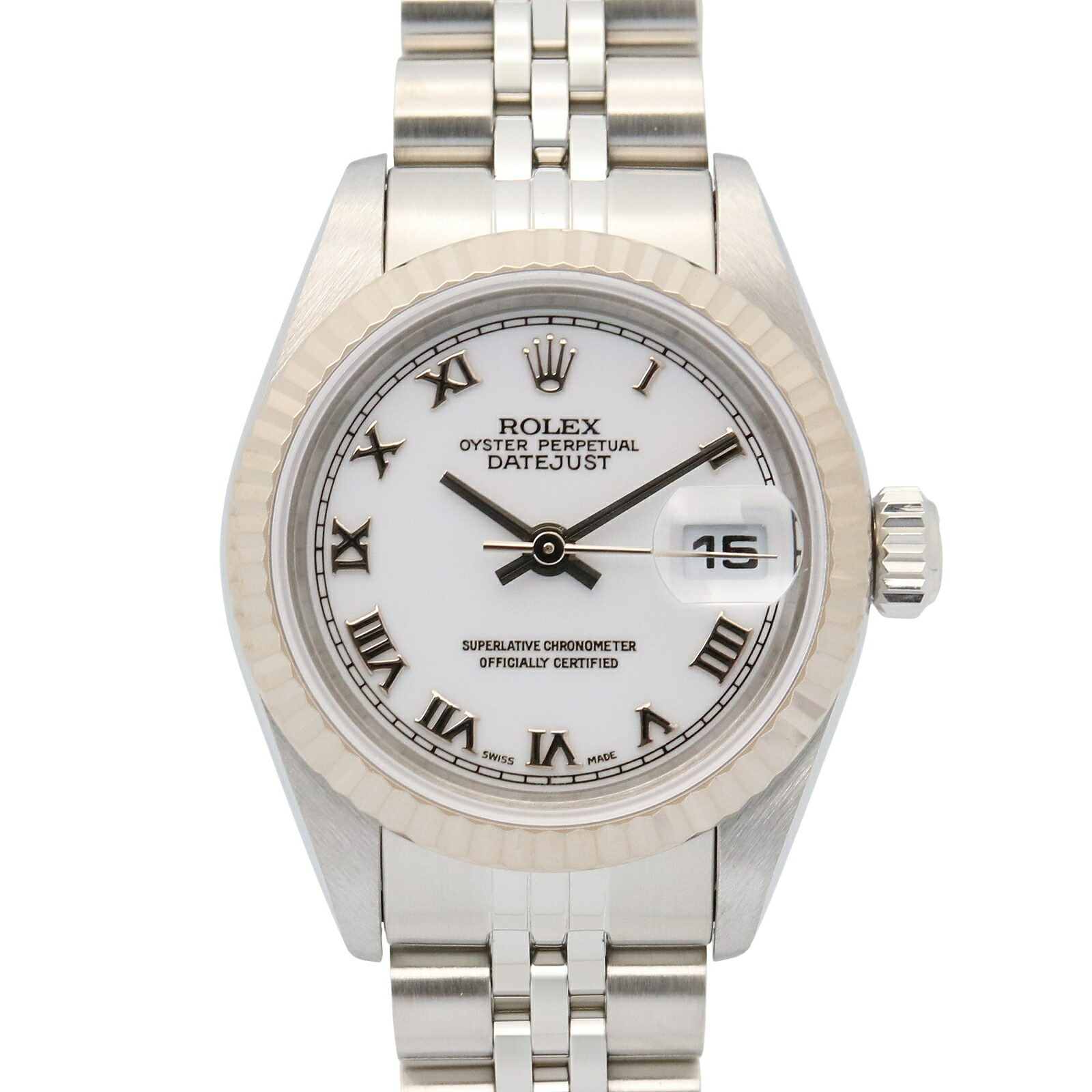 【5%OFFクーポン×ポイント5倍】ロレックス ROLEX デイトジャスト A番 腕時計 時計 K18WG(ホワイトゴールド) ステンレススチール レディース ホワイト系 ローマ 79174 【中古】