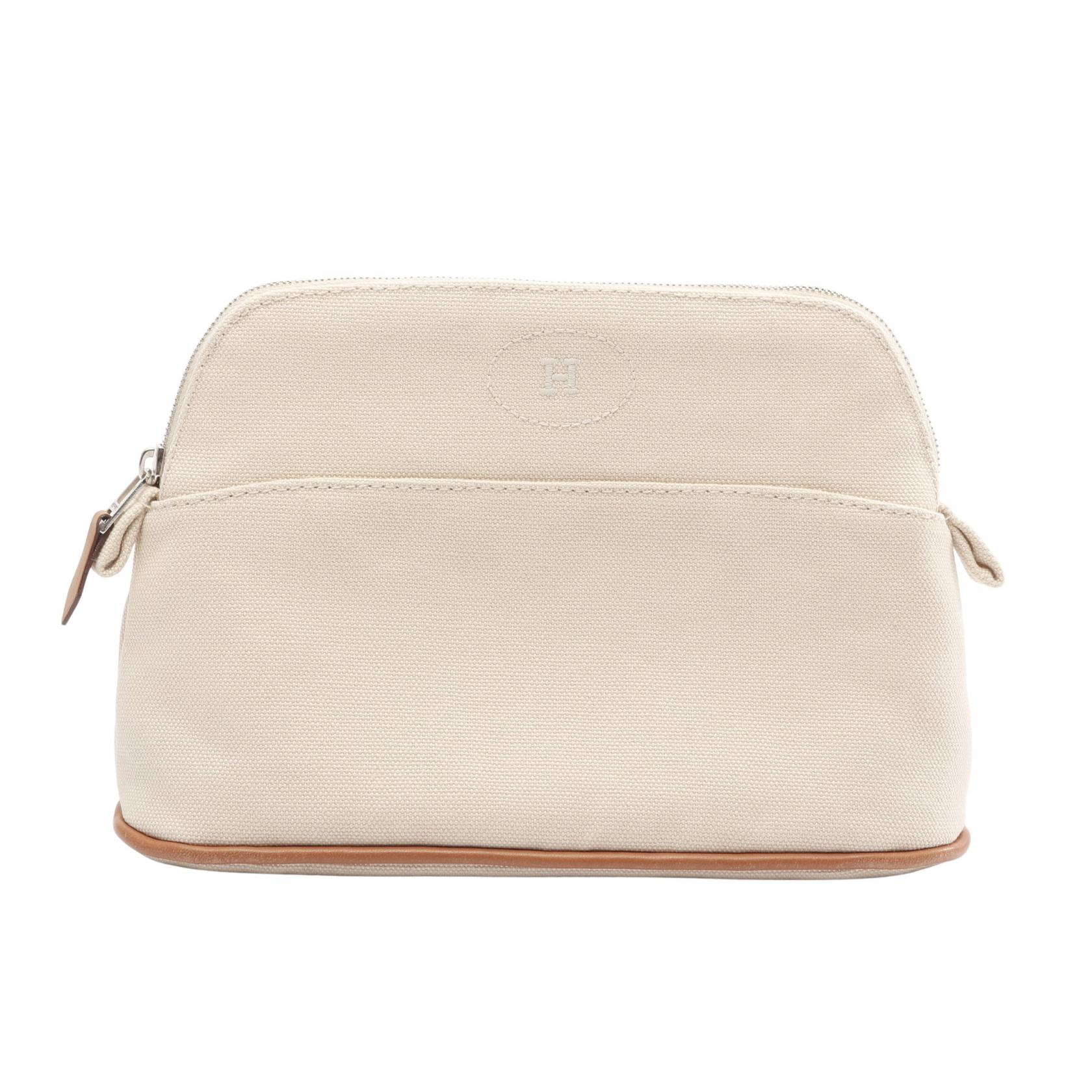 【5%OFFクーポン×ポイント5倍】エルメス HERMES ボリードポーチ20 ポーチ バッグ キャンバス レザー レディース ベージュ系 【中古】