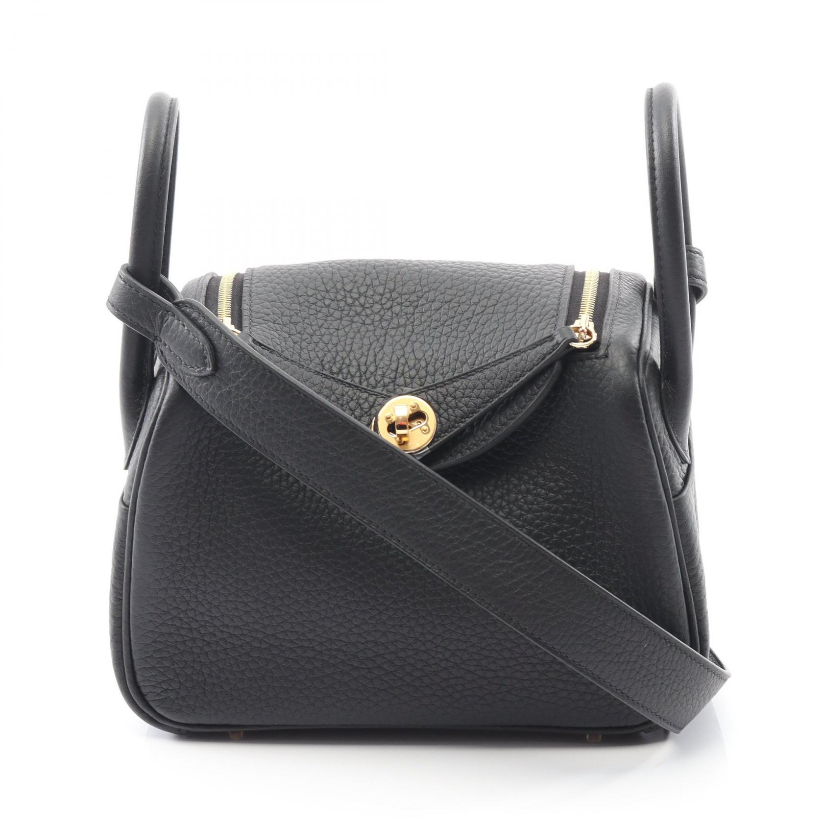 【P5倍×5%OFFクーポン】エルメス HERMES リンディ ミニ ショルダーバッグ バッグ トリヨンクレマンス トリヨンクレマンス レディース ブラック系 【中古】