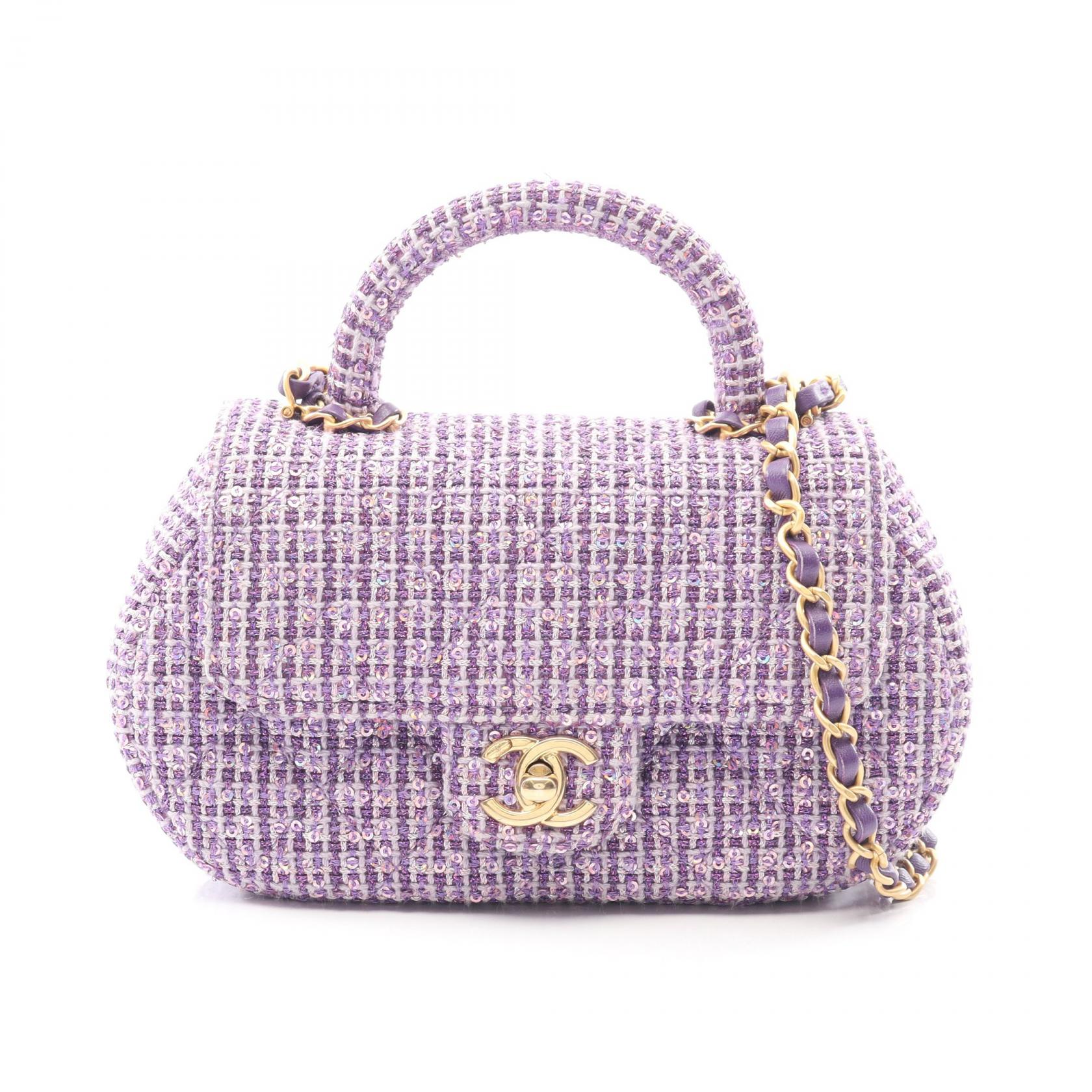 【15%OFFクーポン 7/26 9:59〆】シャネル CHANEL マトラッセ トップハンドル ショルダーバッグ バッグ ファブリック レディース パープル系 【中古】|Brandoff銀座