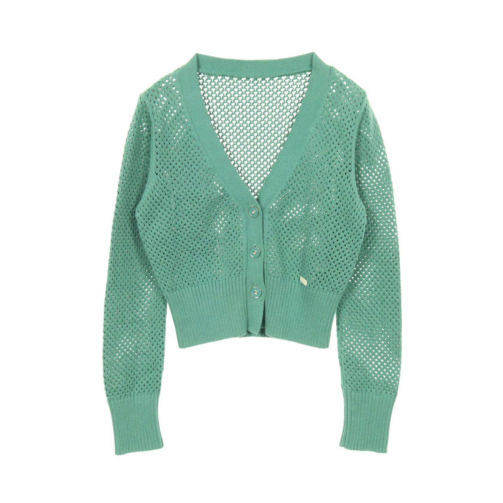 【5%OFFクーポン×ポイント5倍】フォクシー FOXEY エリス カーディガン 衣料品 トップス コットン シルク レディース グリーン系 【中古】