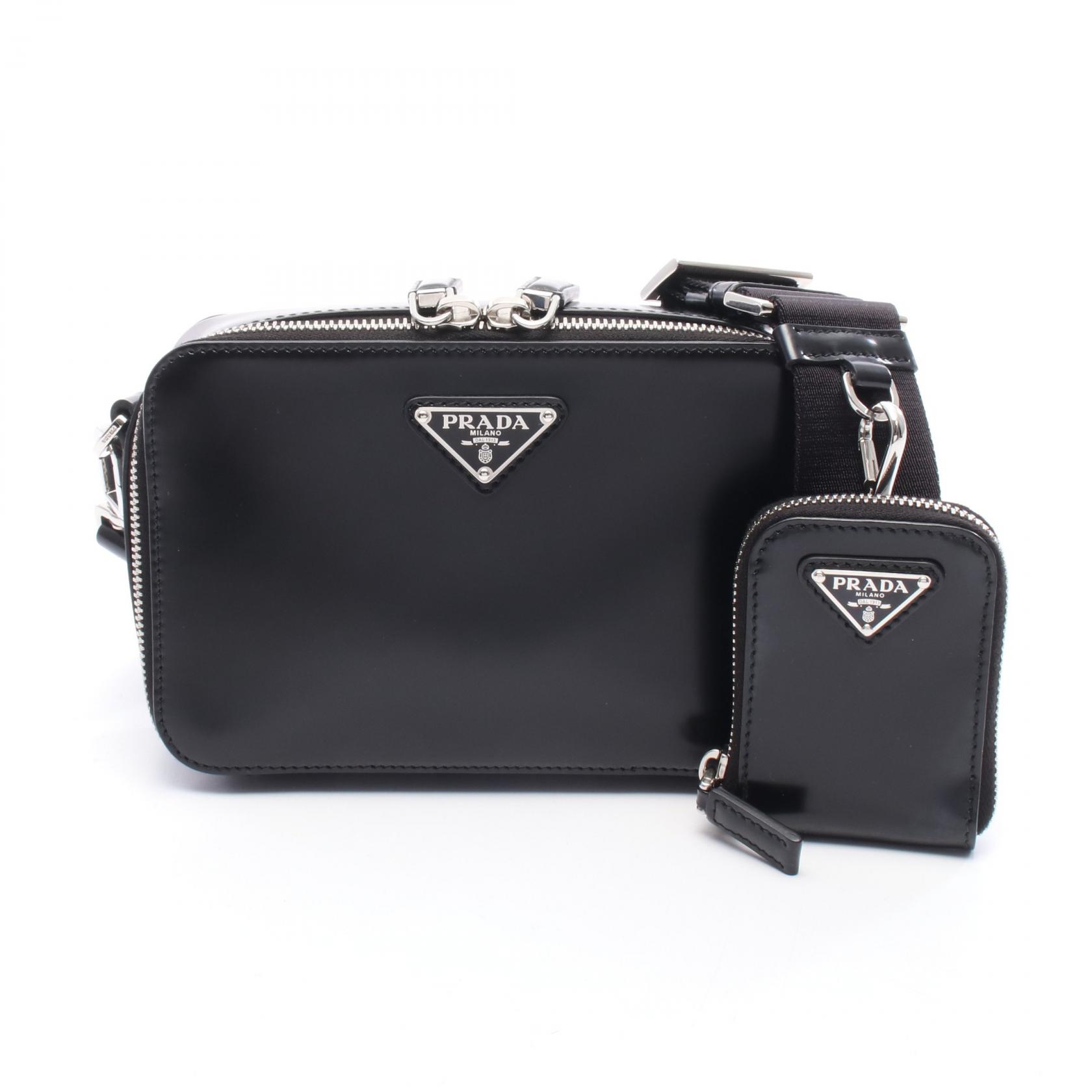 【10%OFFクーポン対象】プラダ PRADA ショルダーバッグ バッグ レザー レディース ブラック系 【中古】