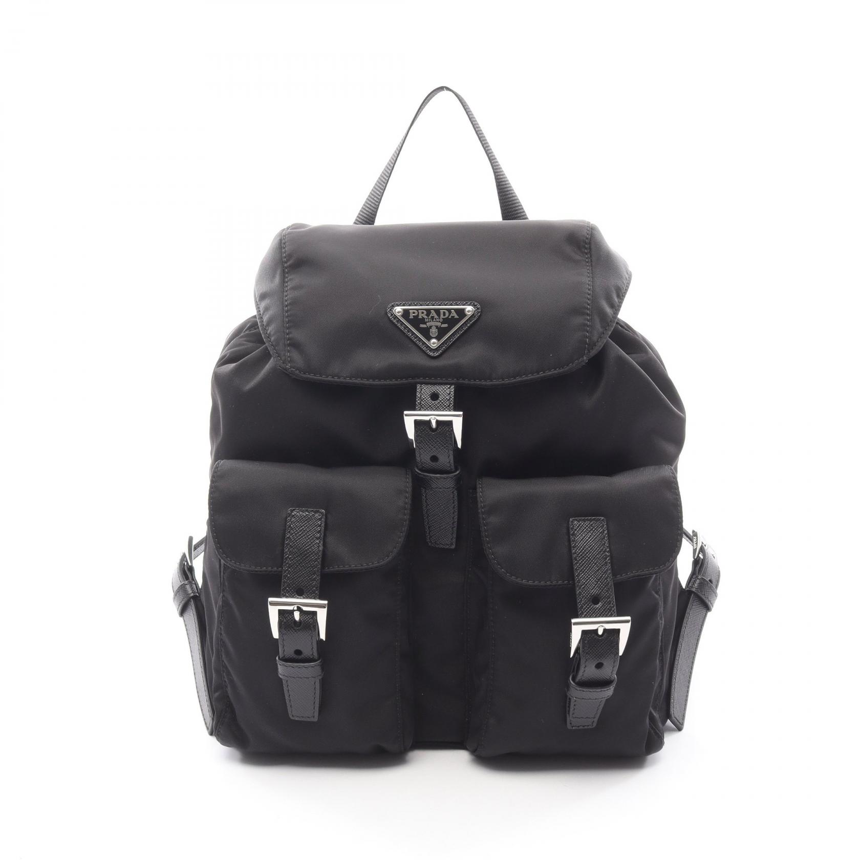 プラダ PRADA TESSUTO + SOFT CALF リュックサック バックパック バッグ ナイロン レザー レディース ブラック系 1BZ677RV44F0002 【新品】